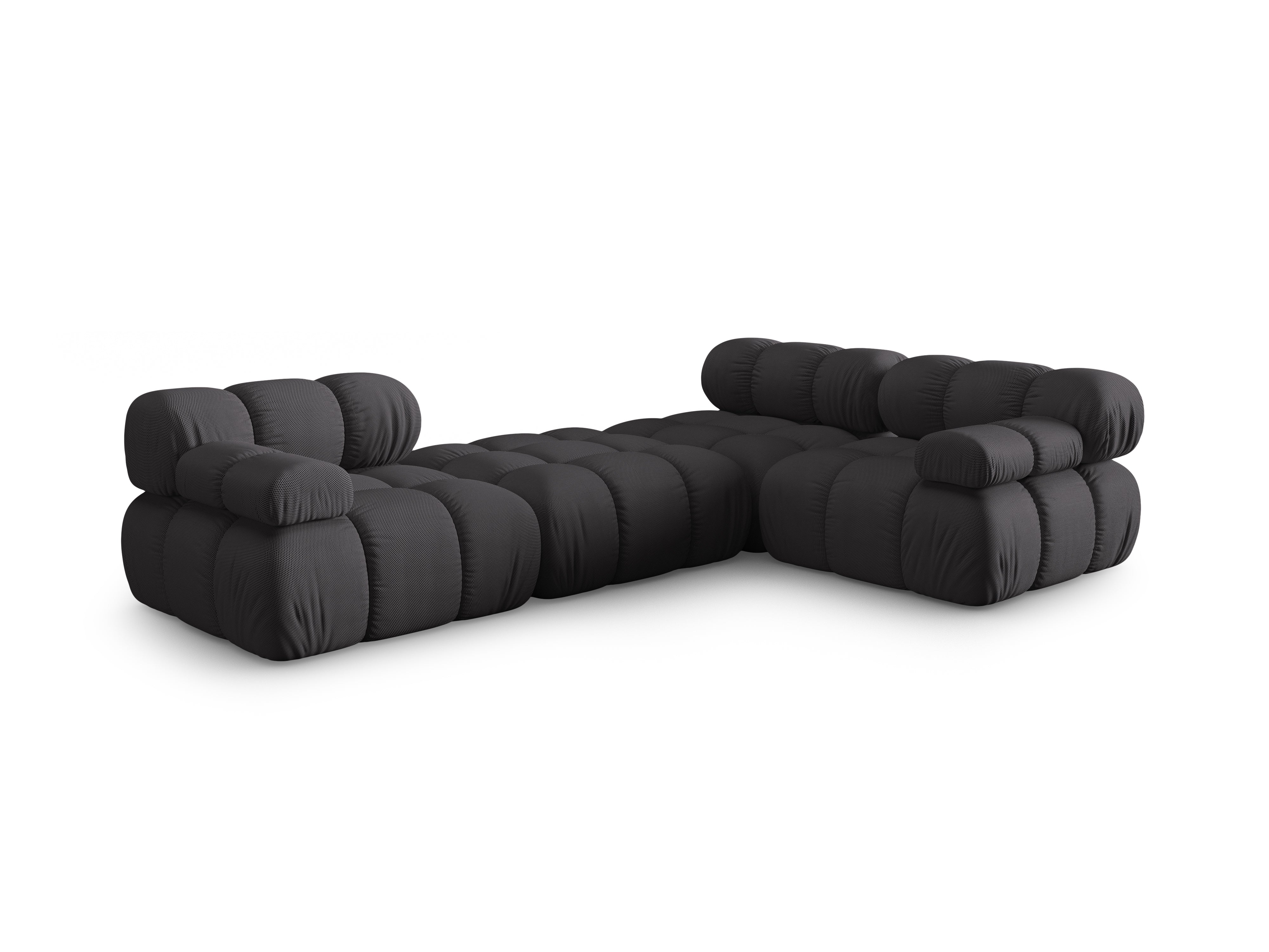 Universelle Eckcouch BELLIS in dunkelgrauem 3D-Stoff