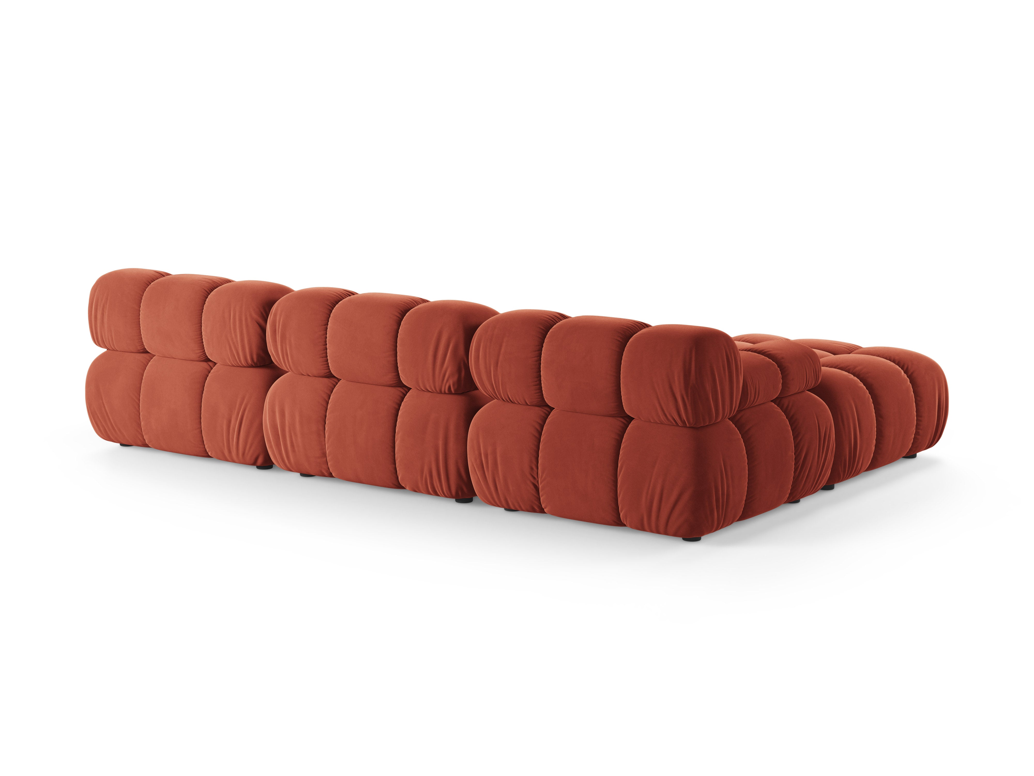 Universelle Eckcouch BELLIS in korallenfarbenem Velours