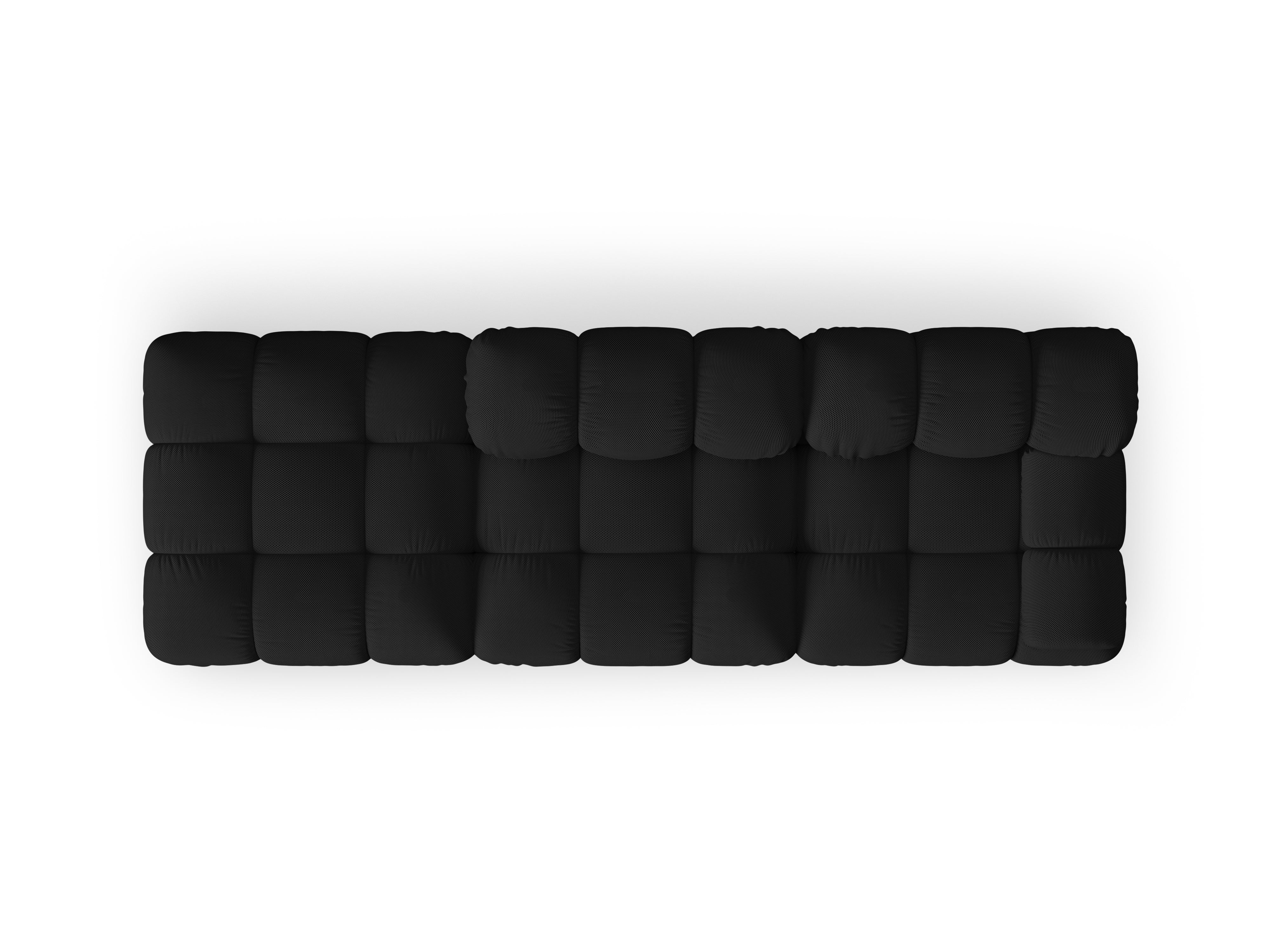 Modulares offenes Sofa BELLIS in schwarzem 3D-Stoff, linksseitig.
