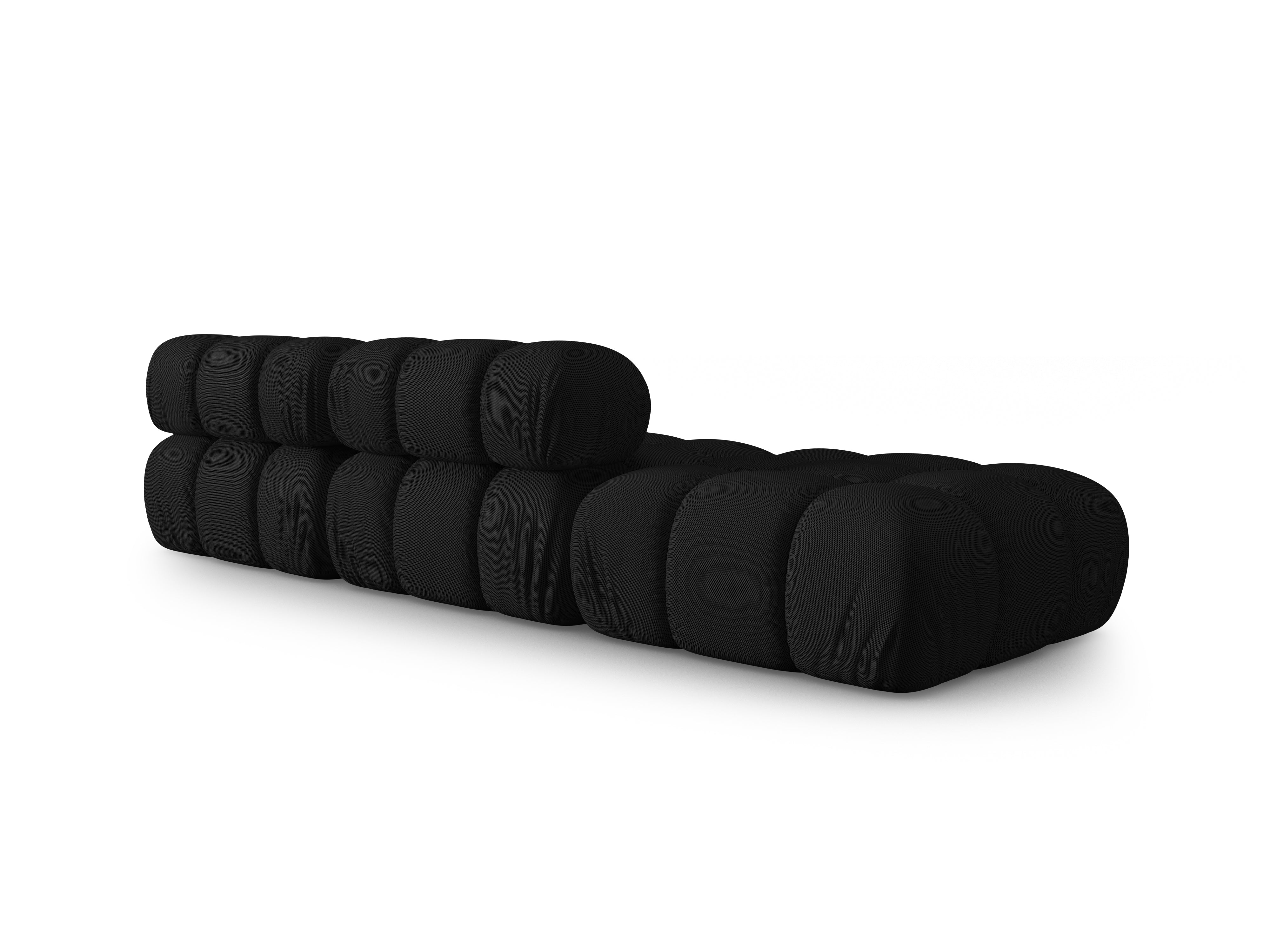 Modulares offenes Sofa BELLIS in schwarzem 3D-Stoff, linksseitig.