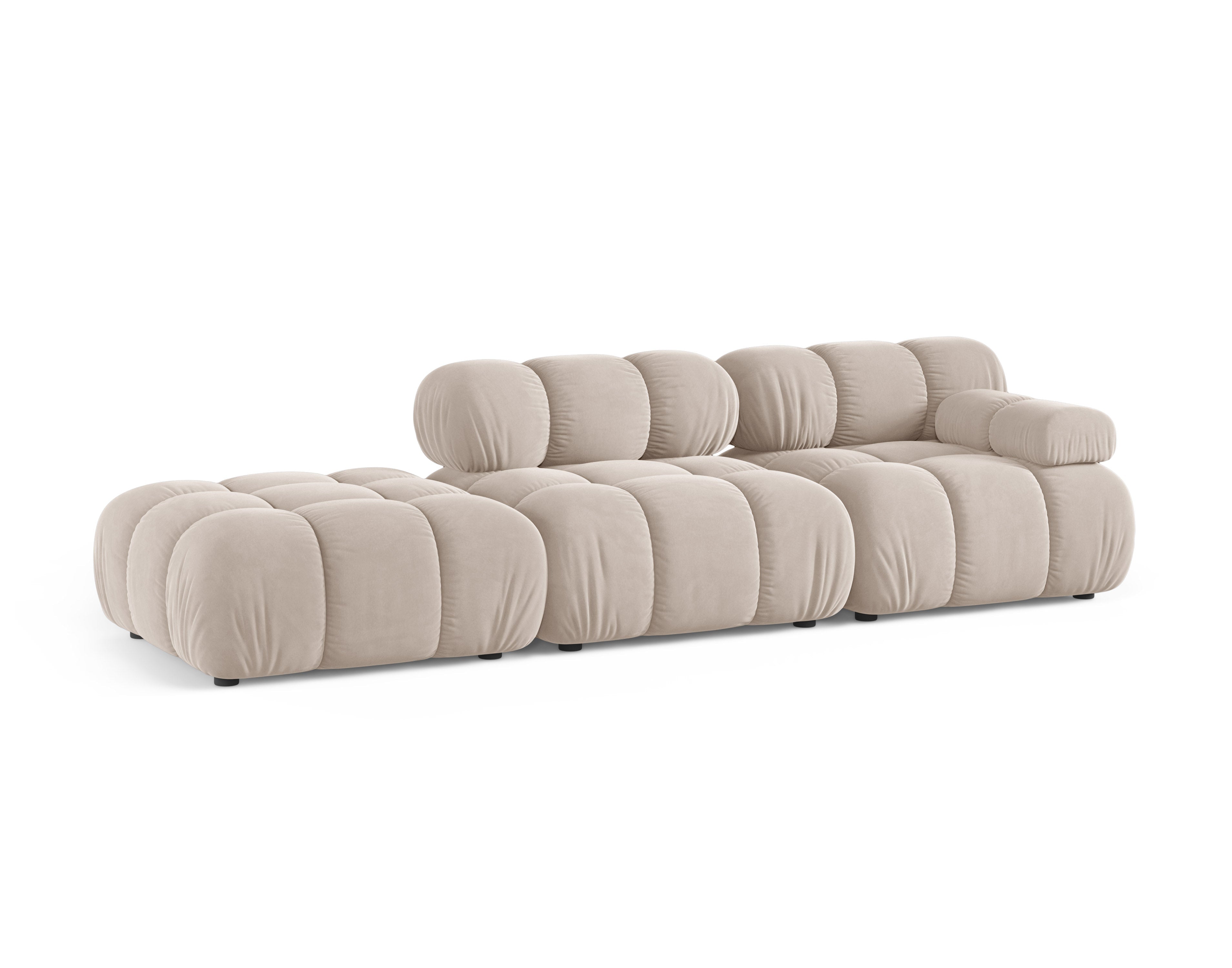 Modulares offenes linksseitiges Sofa BELLIS in hellbeigem Samt