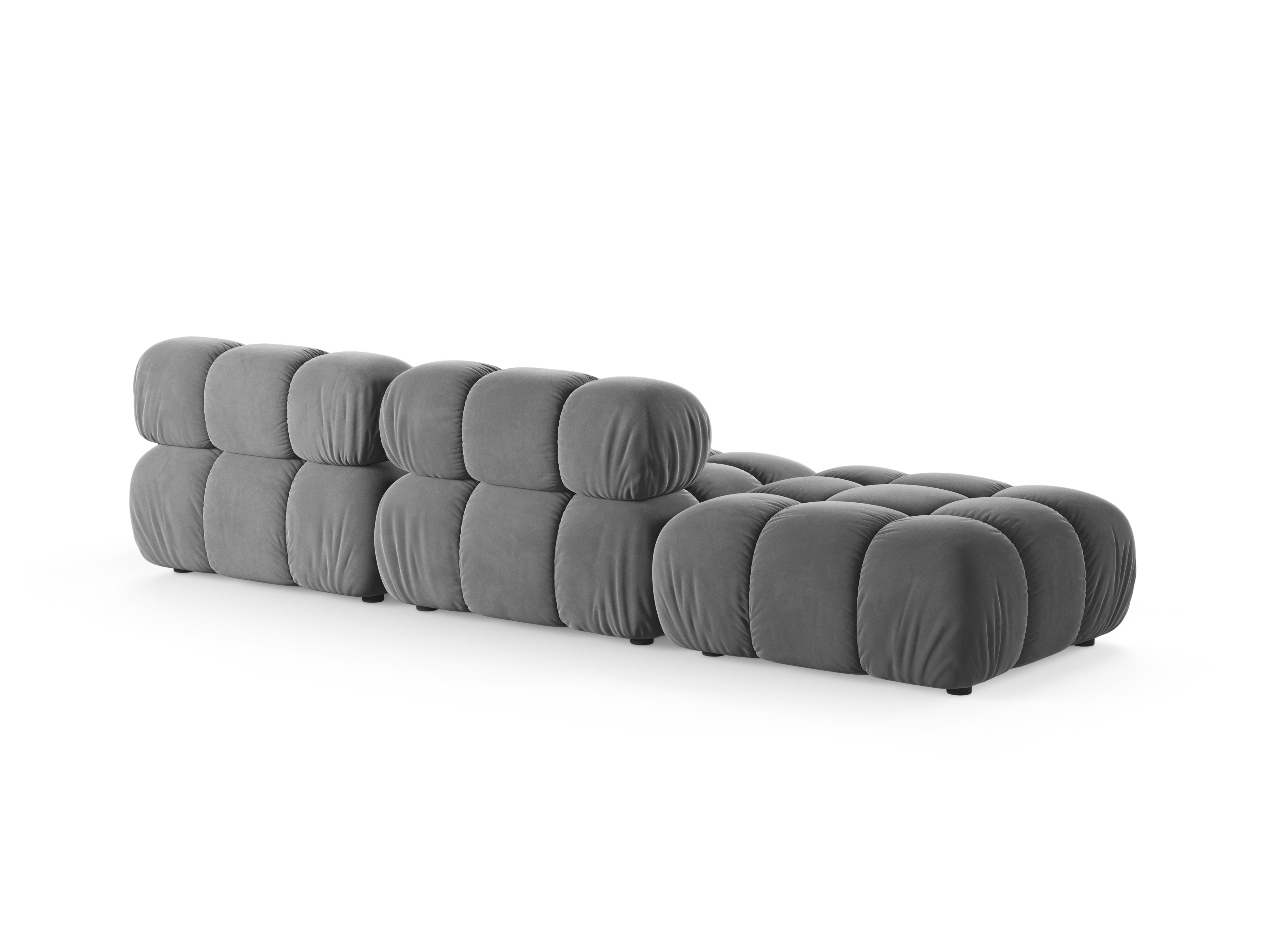 Modulares Sofa BELLIS mit offener linker Seite in hellgrauem Velours