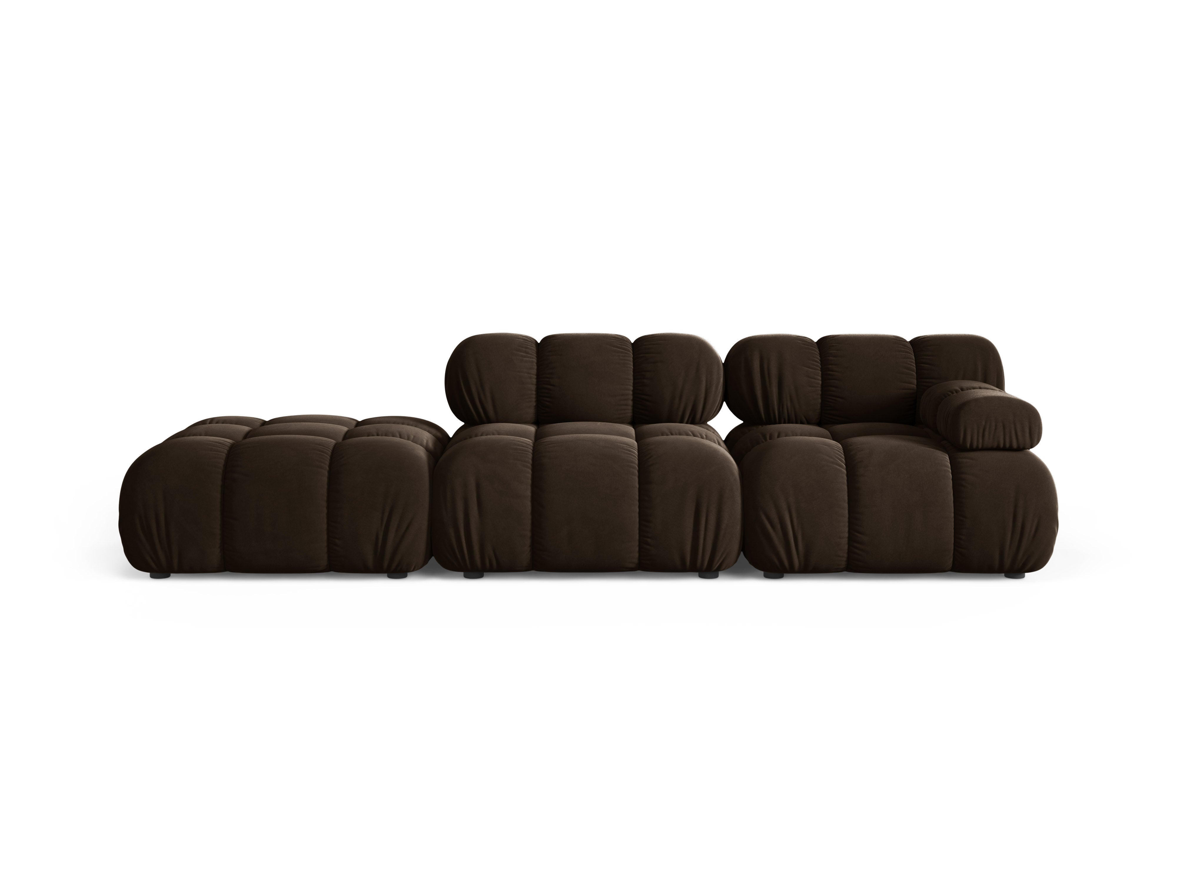 Modulares Sofa aus Samt, offene linke Variante BELLIS in Schokoladenfarbe