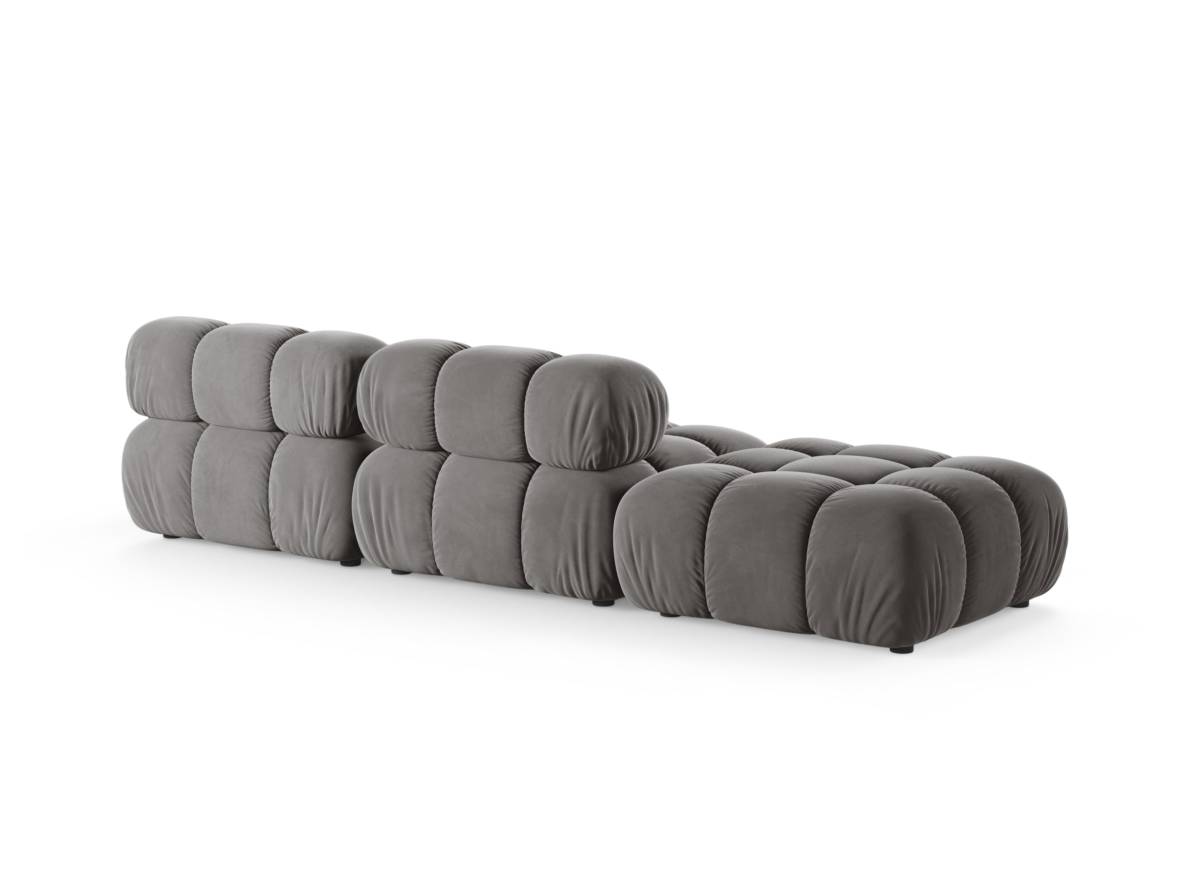 Modulares Sofa aus Samt, offene linke Variante BELLIS in Grau