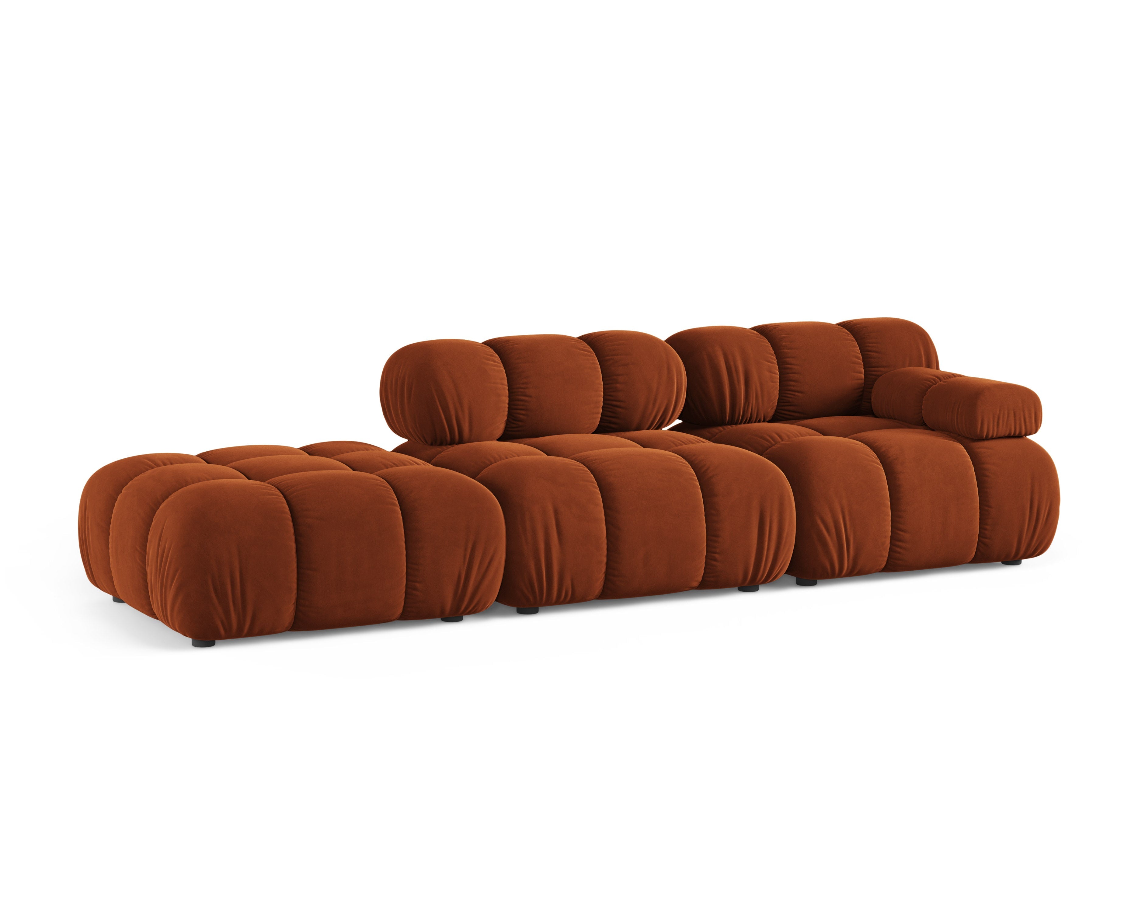 Modulares Sofa aus Samt, offene linke Variante BELLIS, ziegelrot