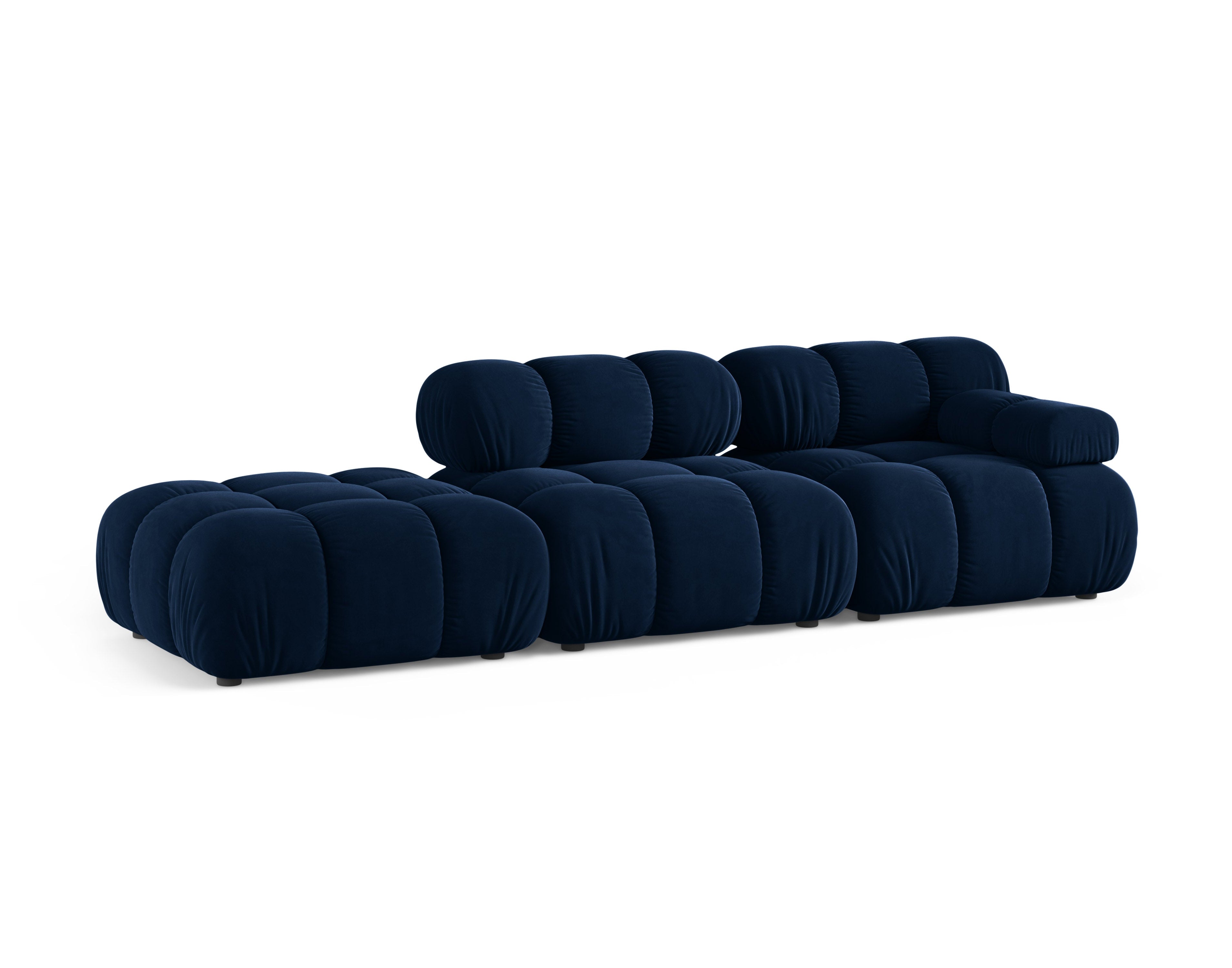Modulares Sofa aus Samt, offene linke Variante BELLIS in königsblau.