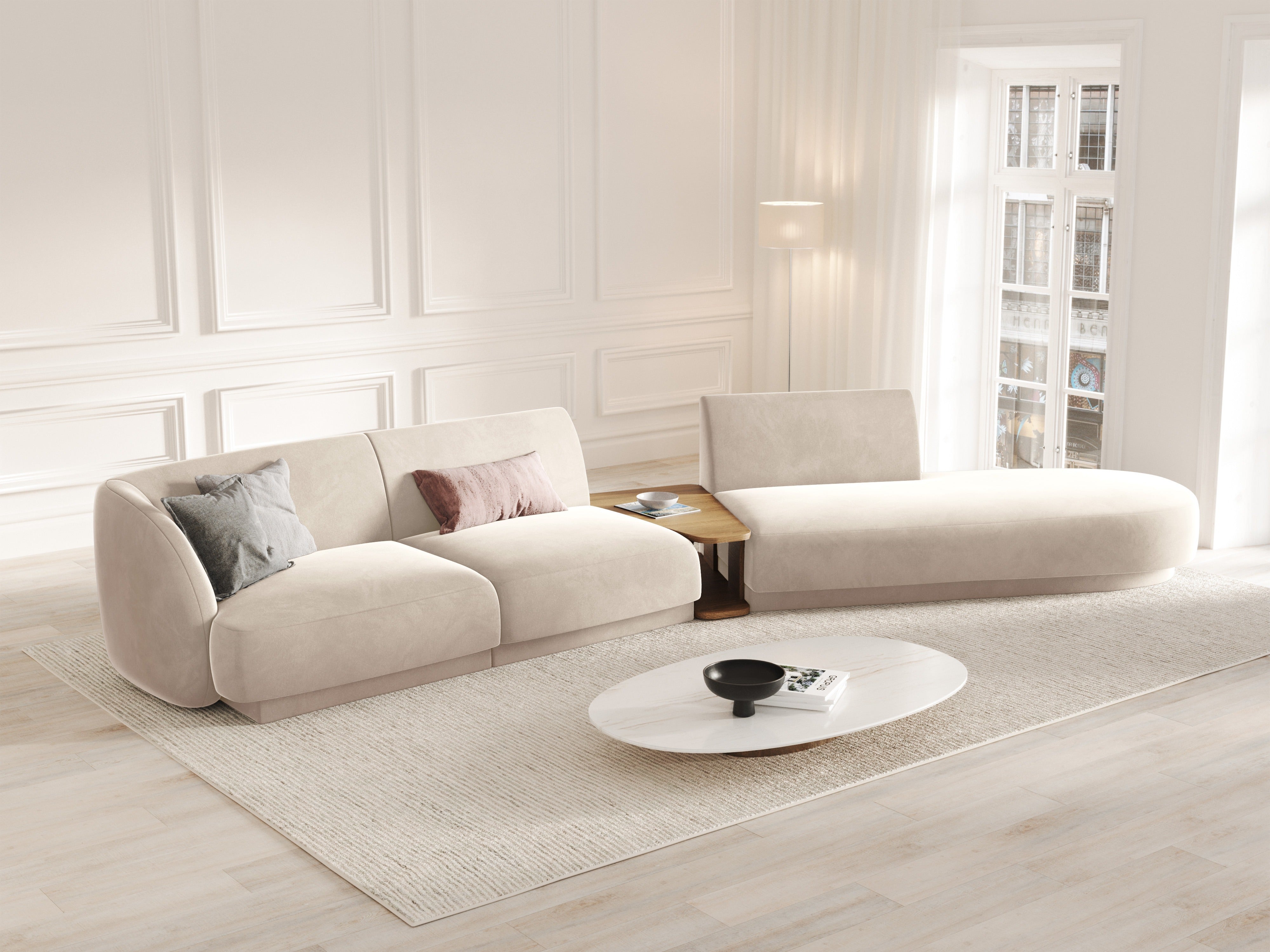 Szezlong 2-sitzig rechts MILEY beige Boucle