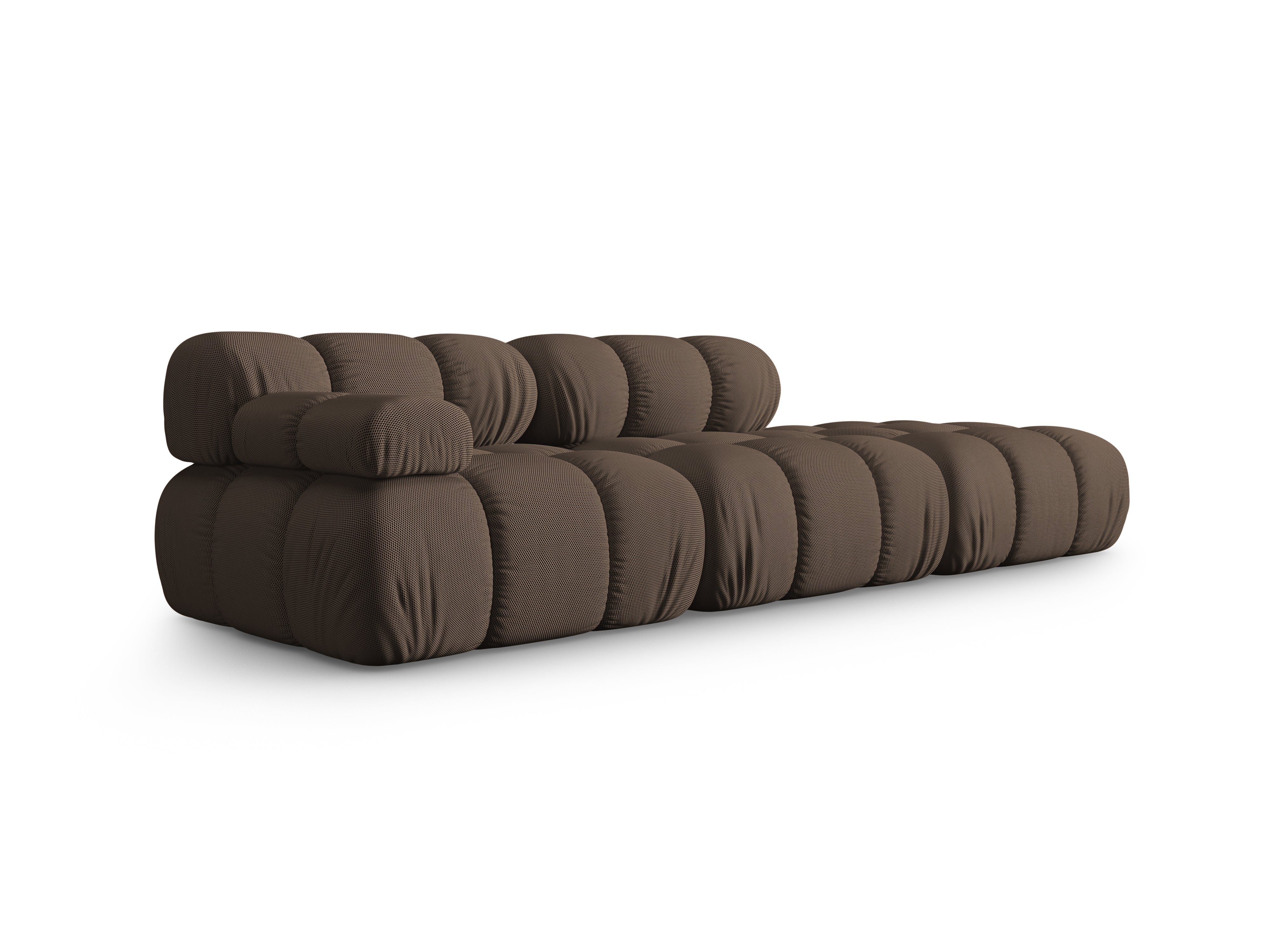 Modulares Sofa BELLIS mit offener rechter Seite in braunem 3D-Stoff