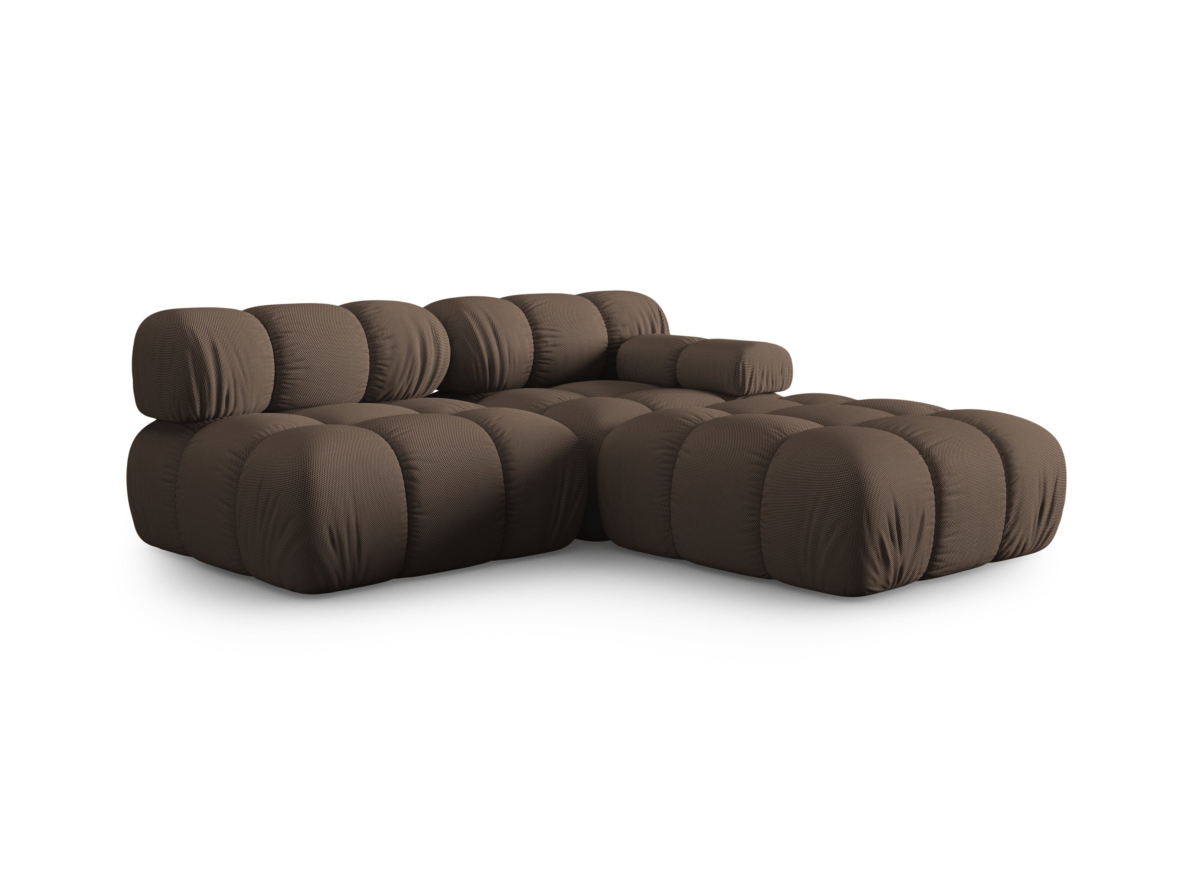 Modulares Sofa BELLIS mit offener rechter Seite in braunem 3D-Stoff