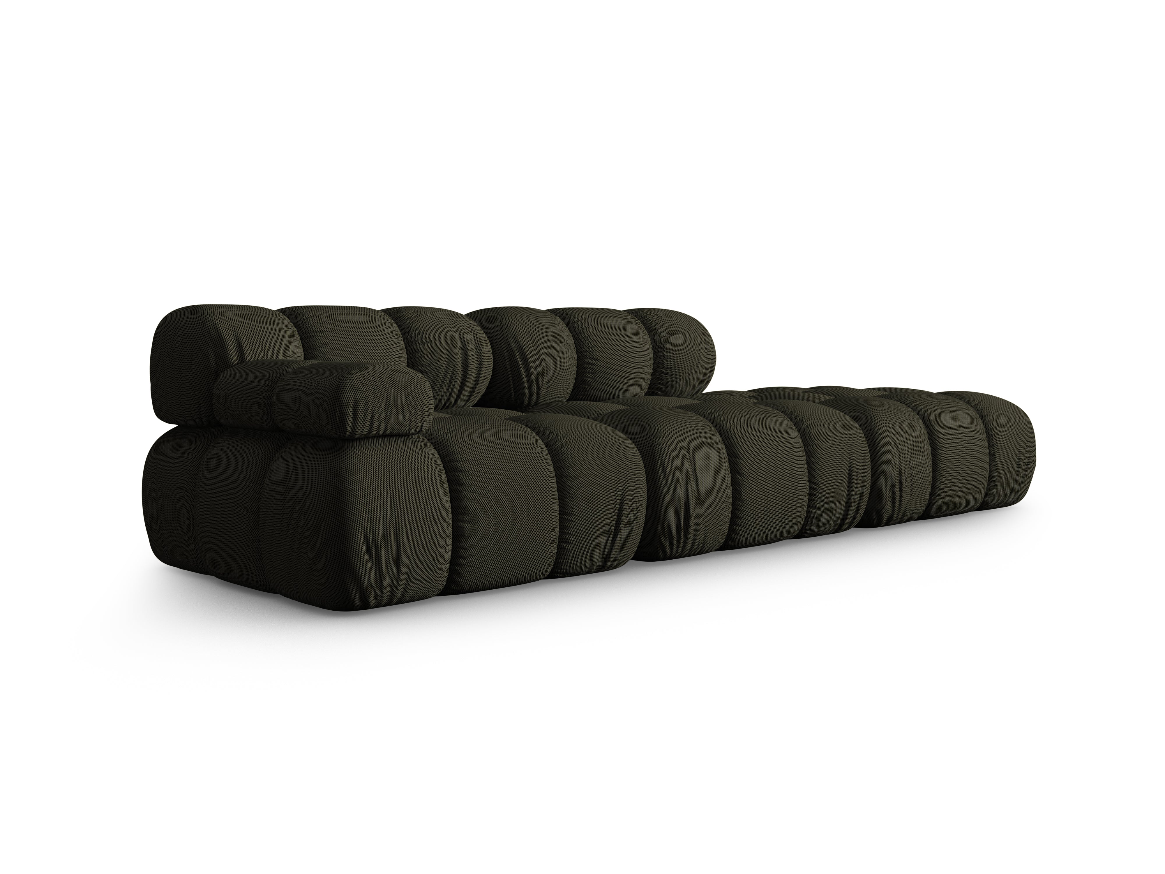 Modulares Sofa BELLIS mit offener rechter Seite in dunkelgrünem 3D-Stoff