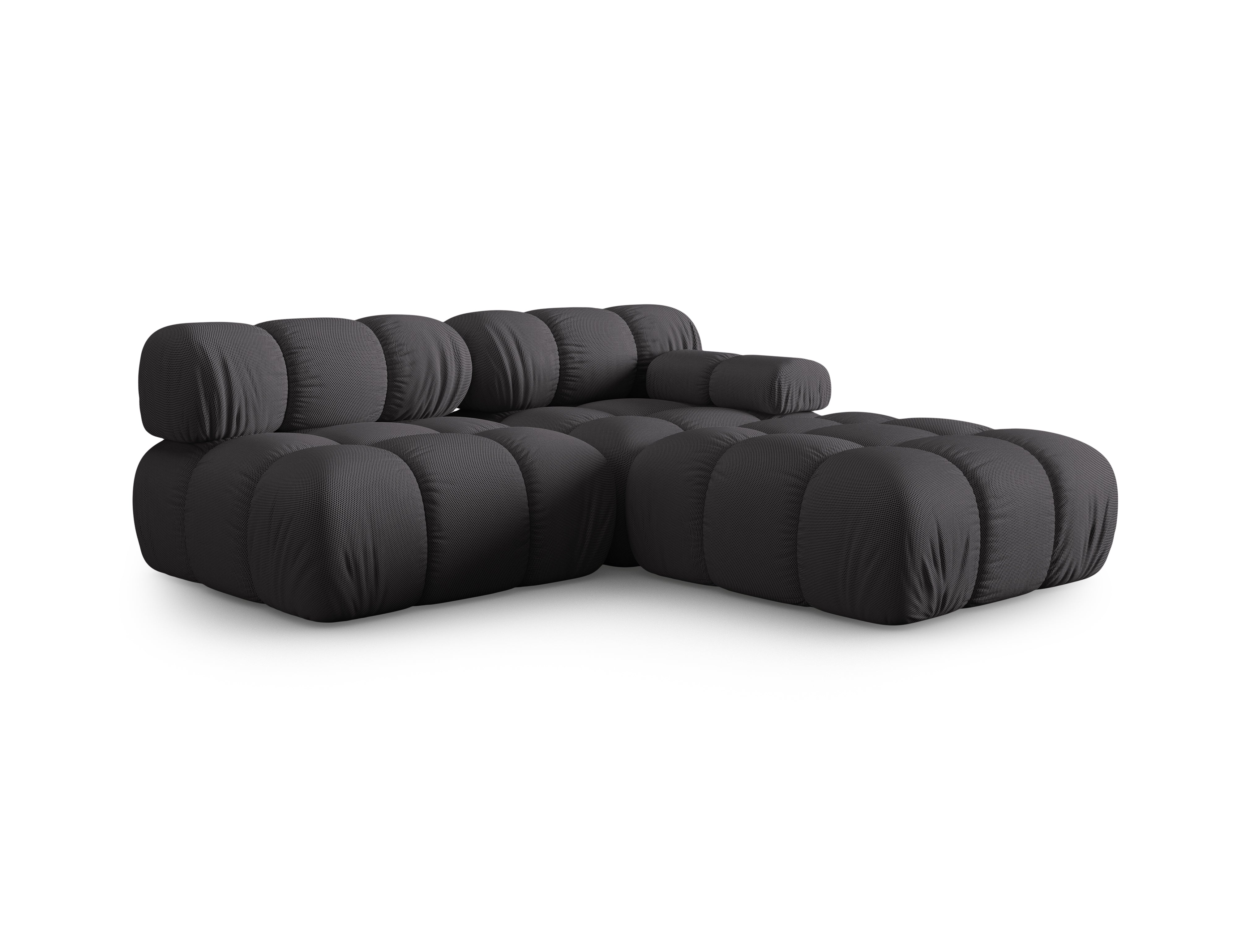 Modulares Sofa BELLIS mit offener rechter Seite in dunkelgrauem 3D-Stoff