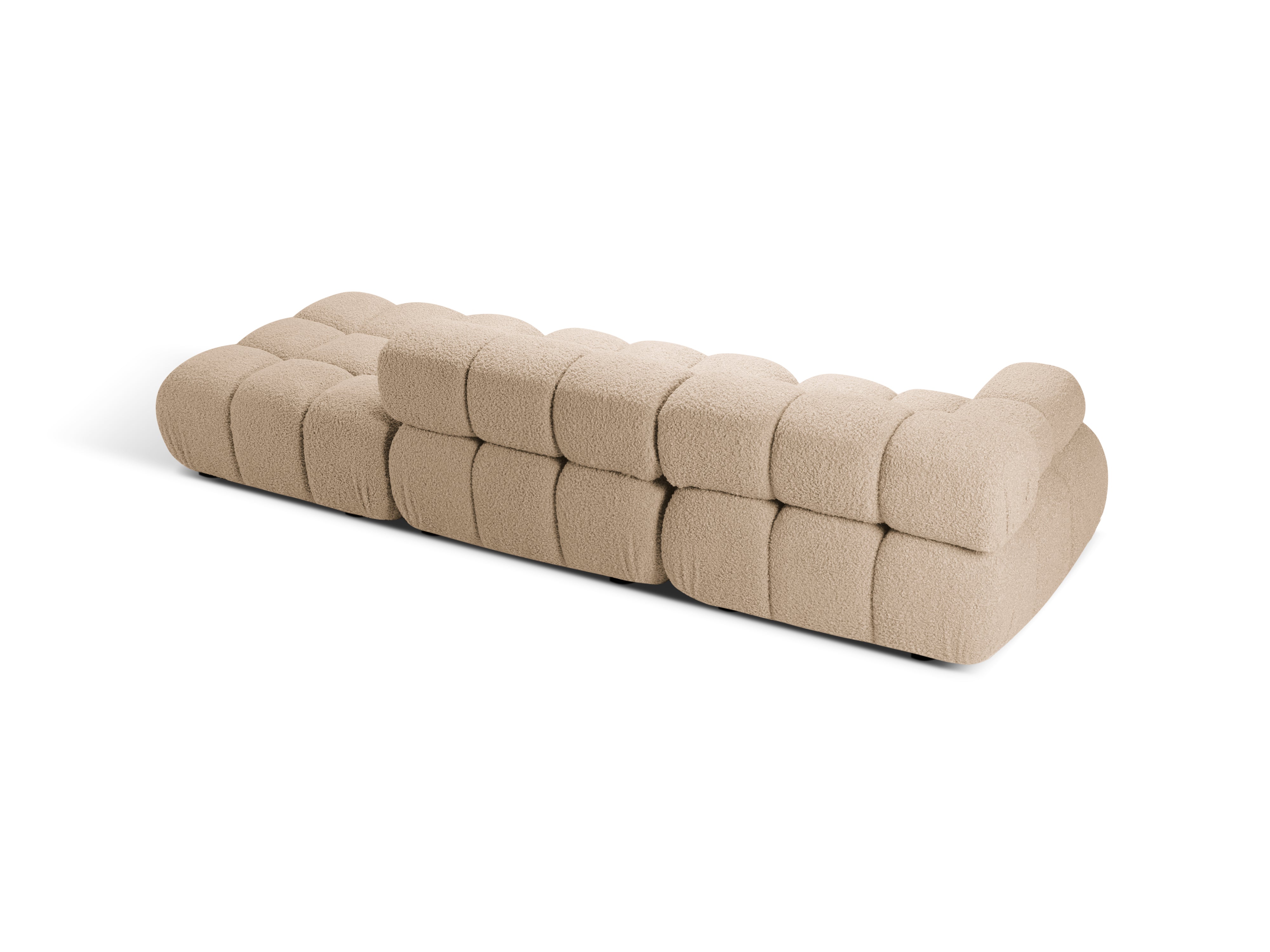 Modulares Sofa mit offener rechter Seite BELLIS in sandfarbenem Boucle.