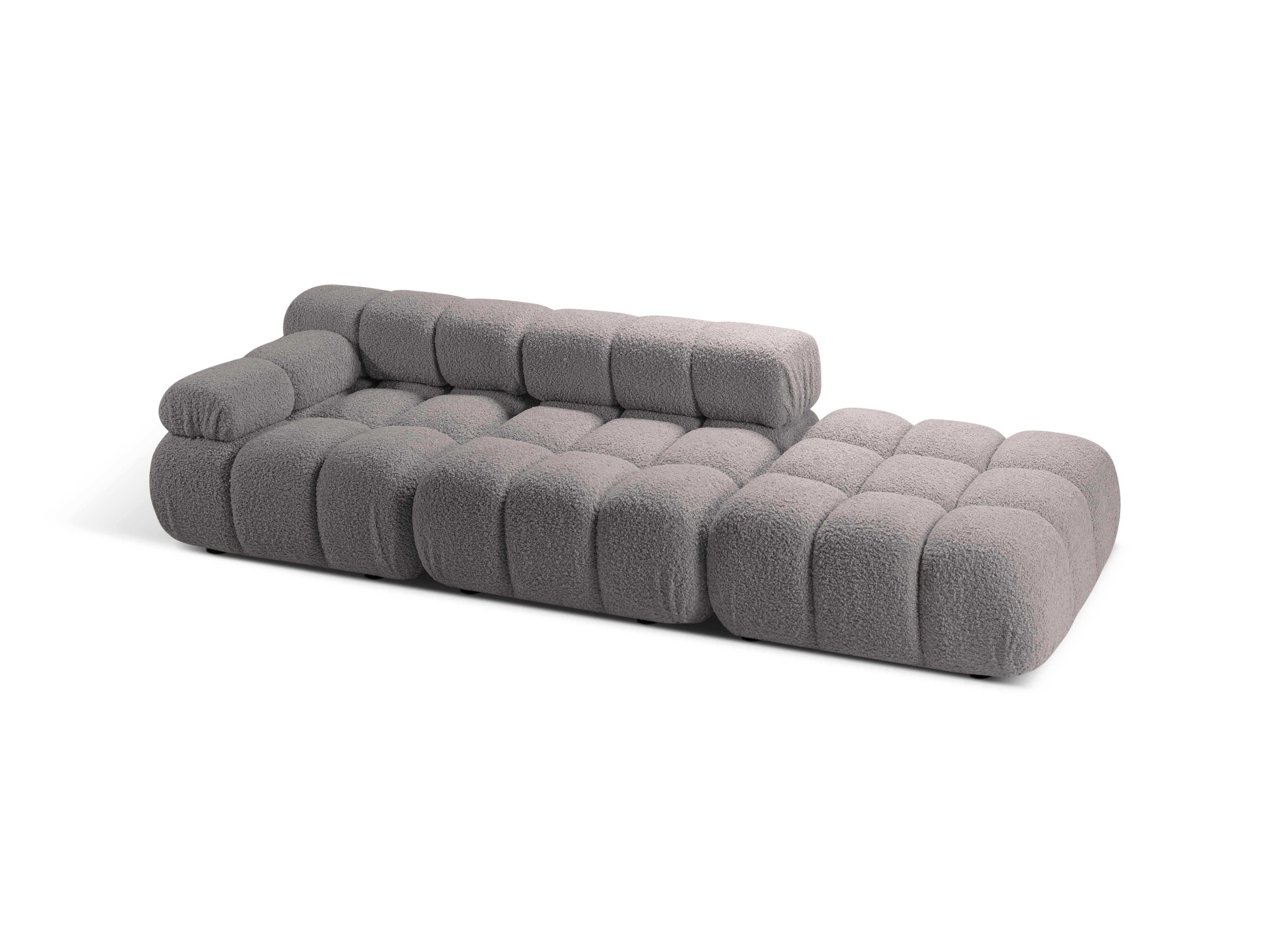 Modulares Sofa mit offener rechter Seite BELLIS in grauem Boucle.