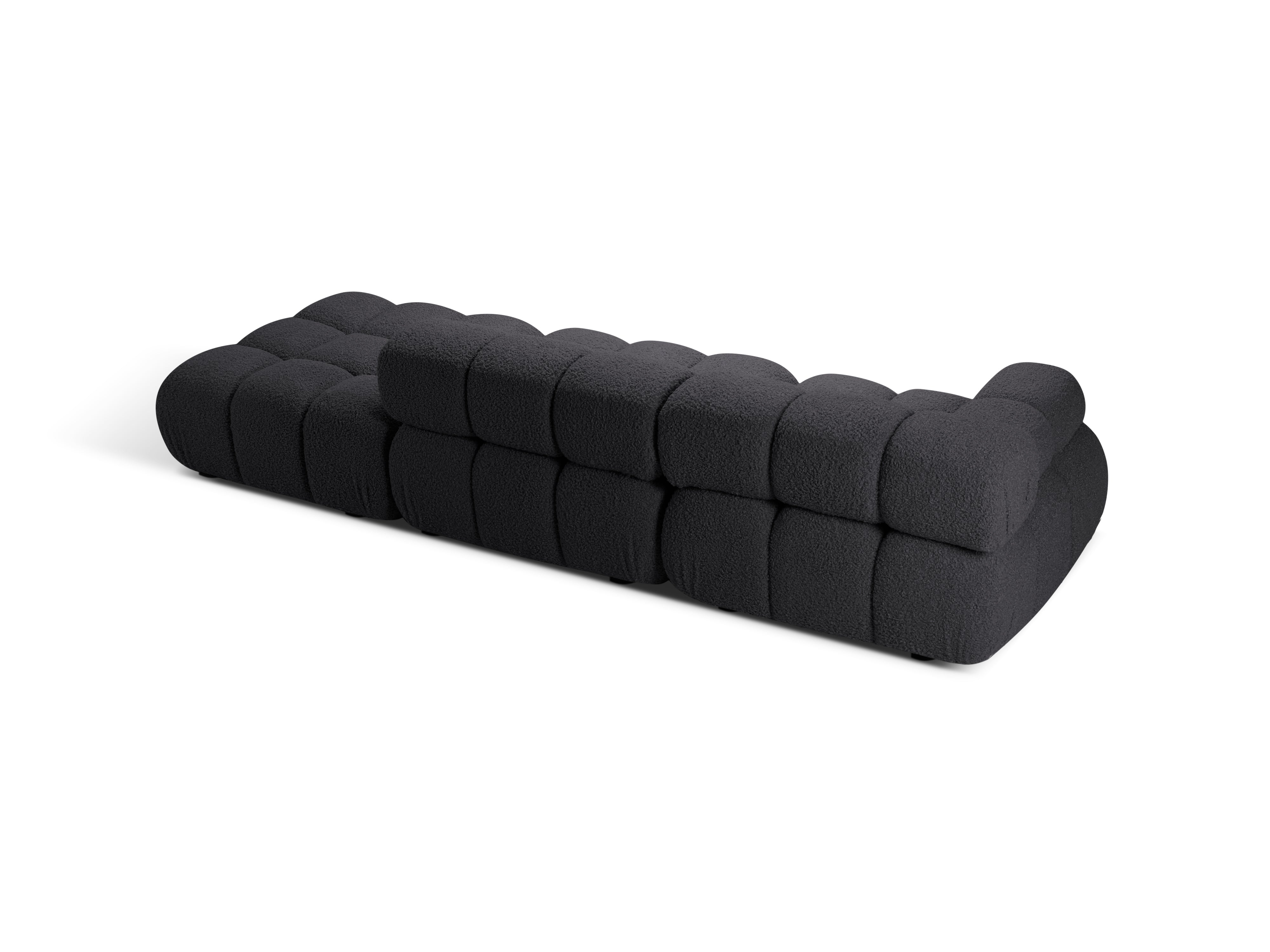 Modulares offenes Sofa BELLIS in grafitfarbenem Boucle, rechtsseitig.
