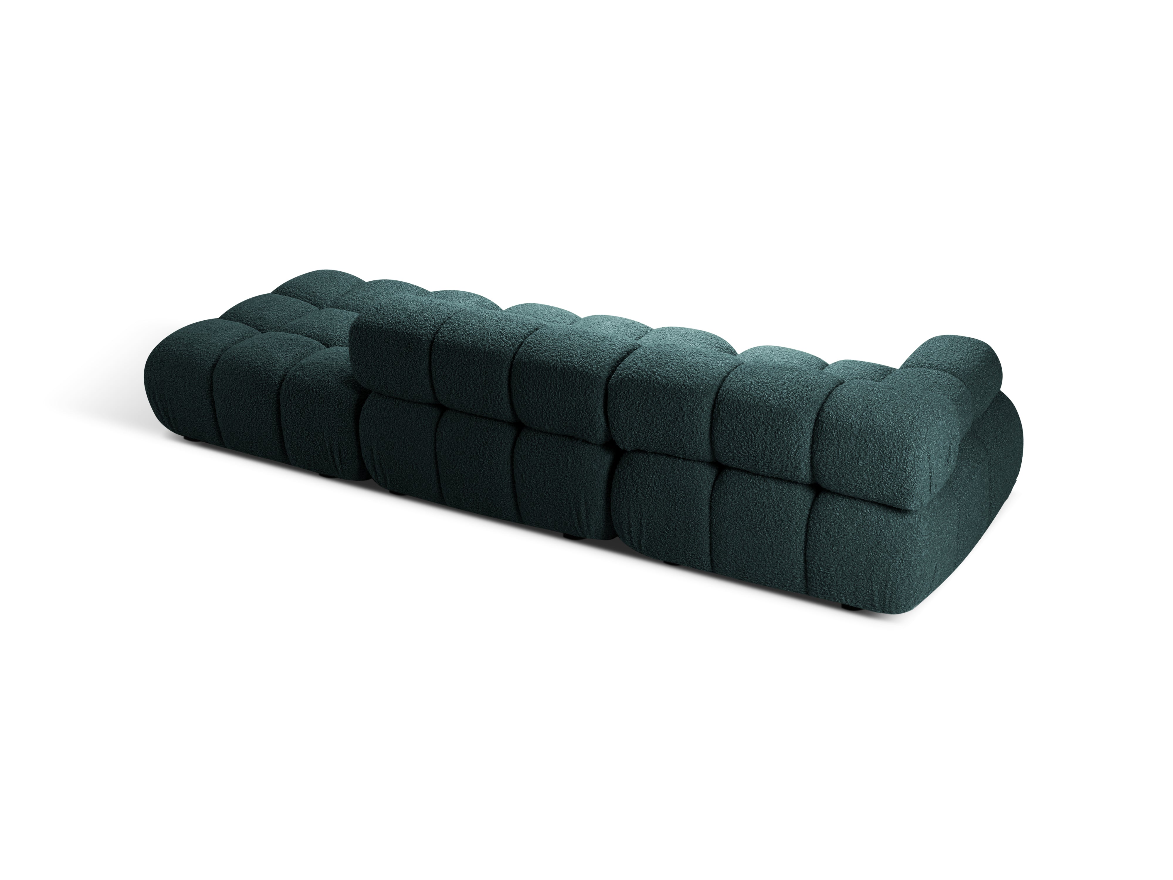 Modulares Sofa BELLIS, offen, rechtsseitig, in petrolblauem Boucle.