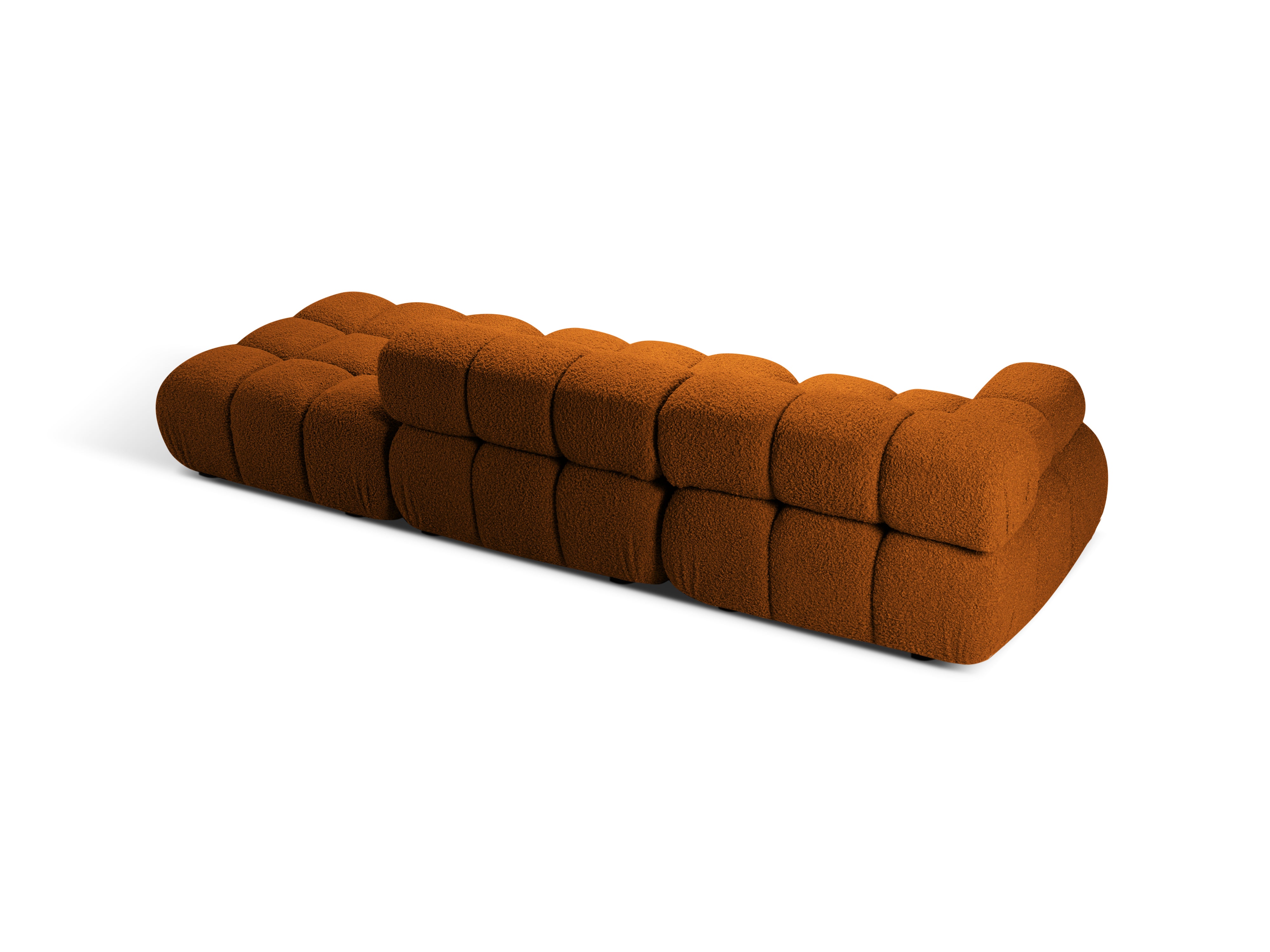 Modulares Sofa mit offener rechter Seite BELLIS in ziegelrotem Boucle.