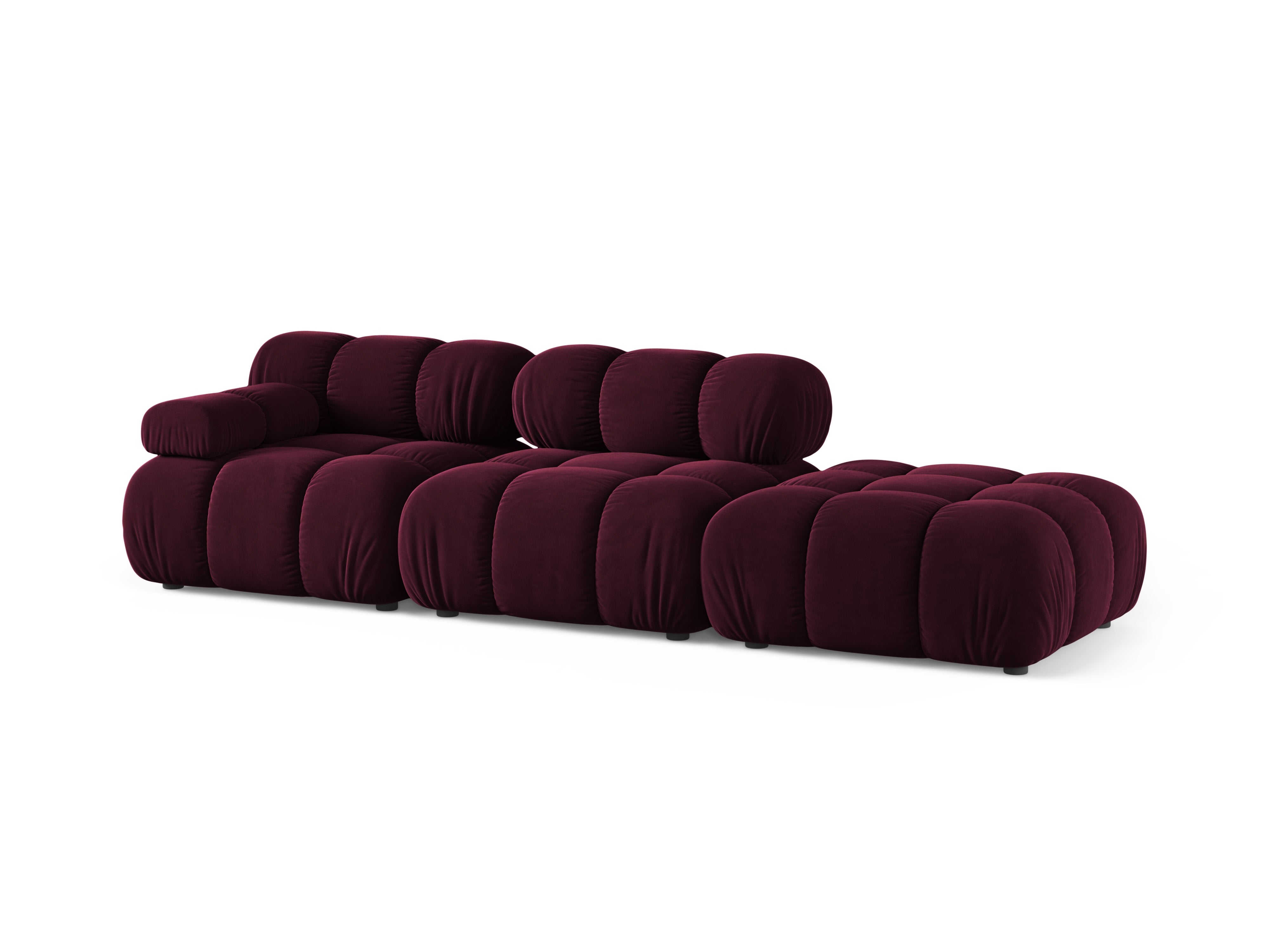 Modulares Sofa mit offener rechter Seite BELLIS in burgunderfarbenem Velours