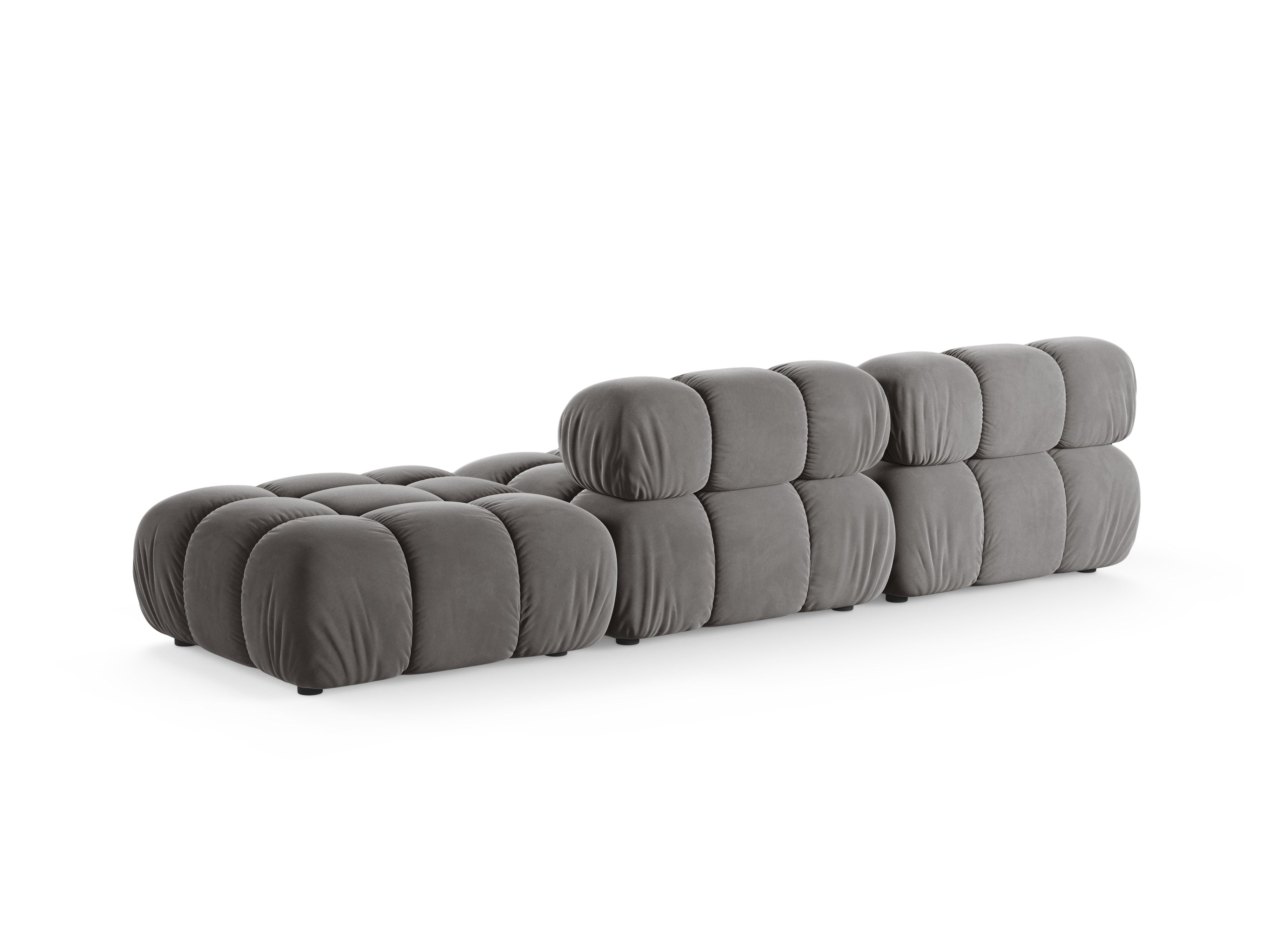Modulares Sofa aus Samt, offen, rechtsseitig, BELLIS, grau