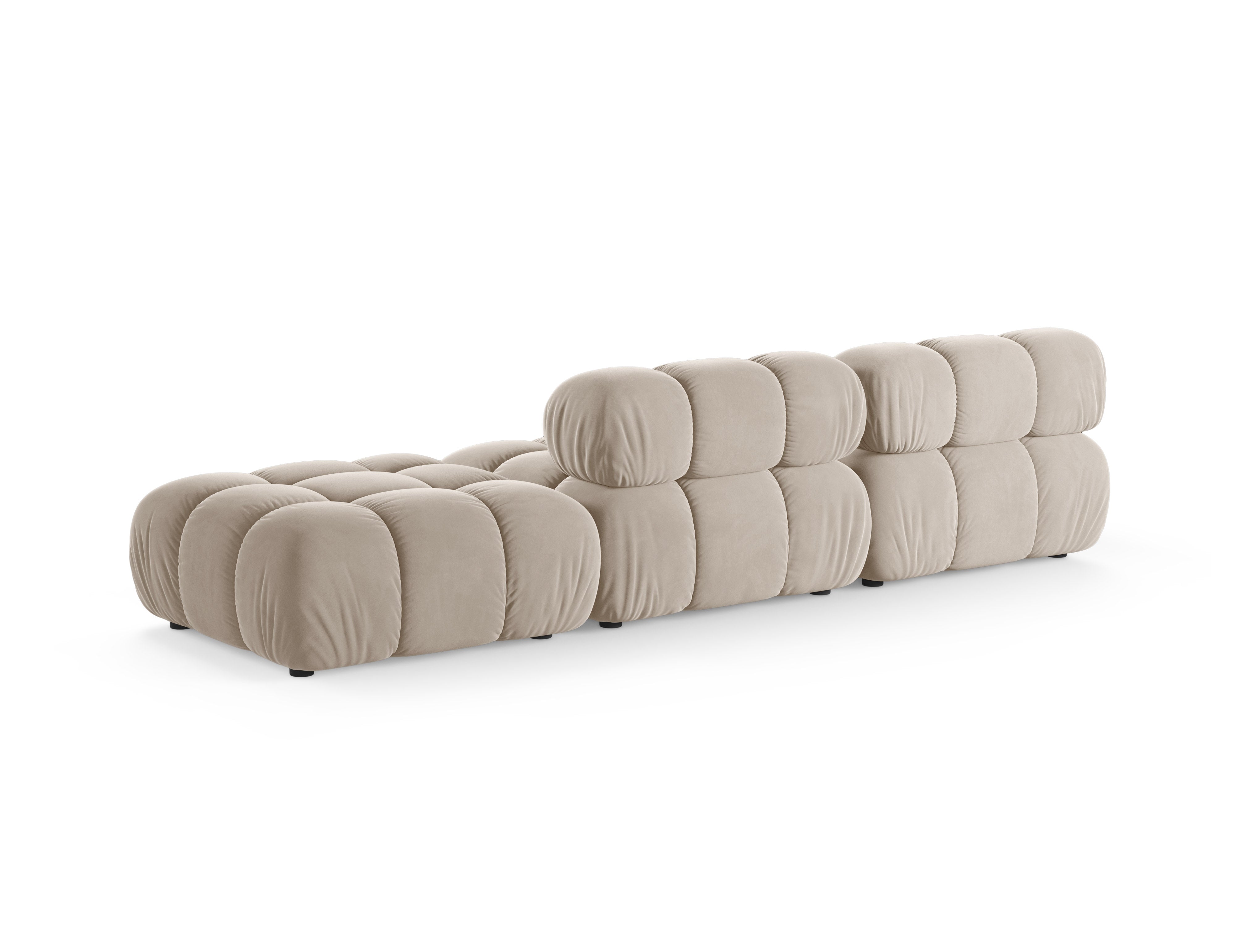Beige, offene, rechte modulare Samt-Sofa BELLIS