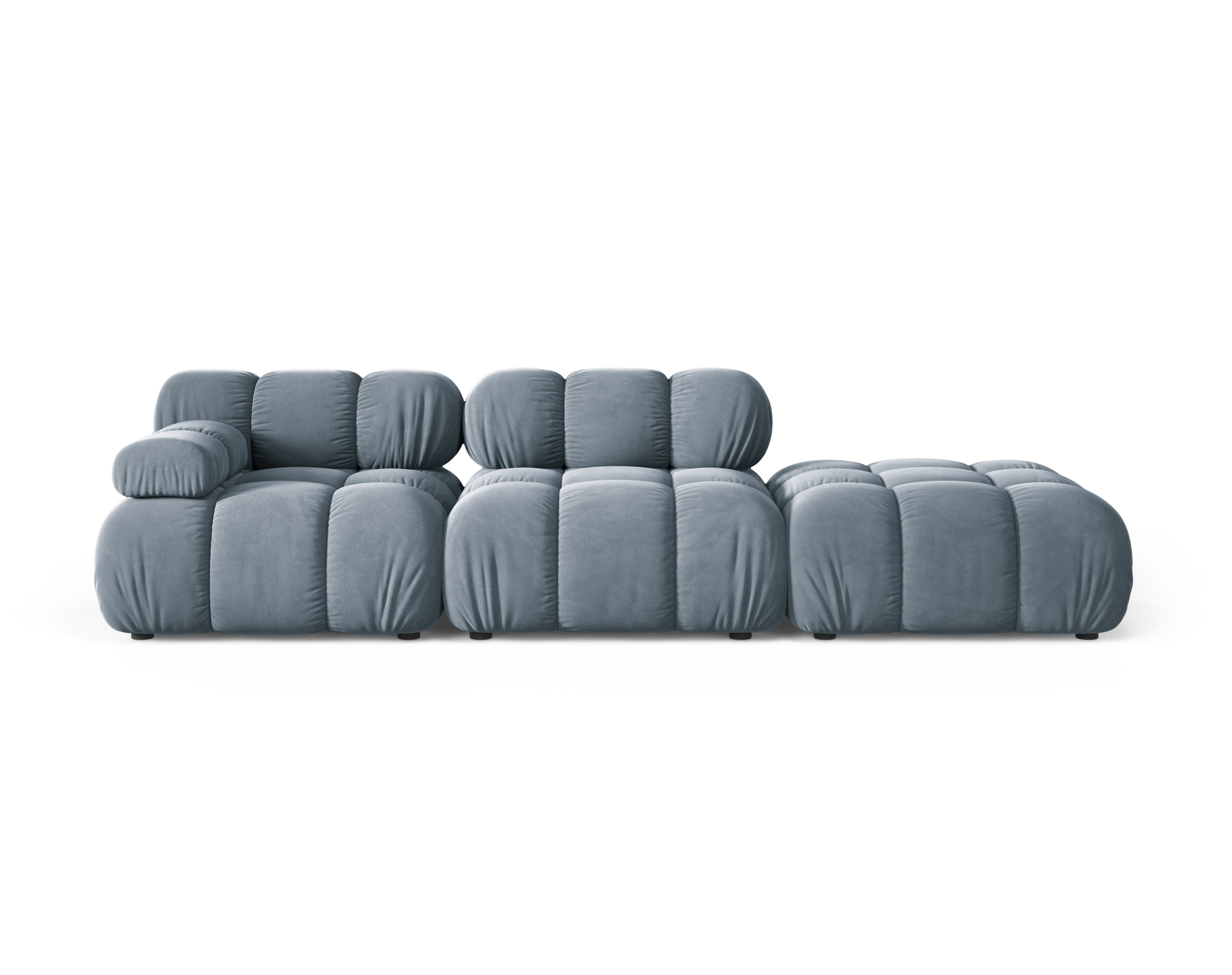 Modulares Samtsofa BELLIS offen rechts in Blau