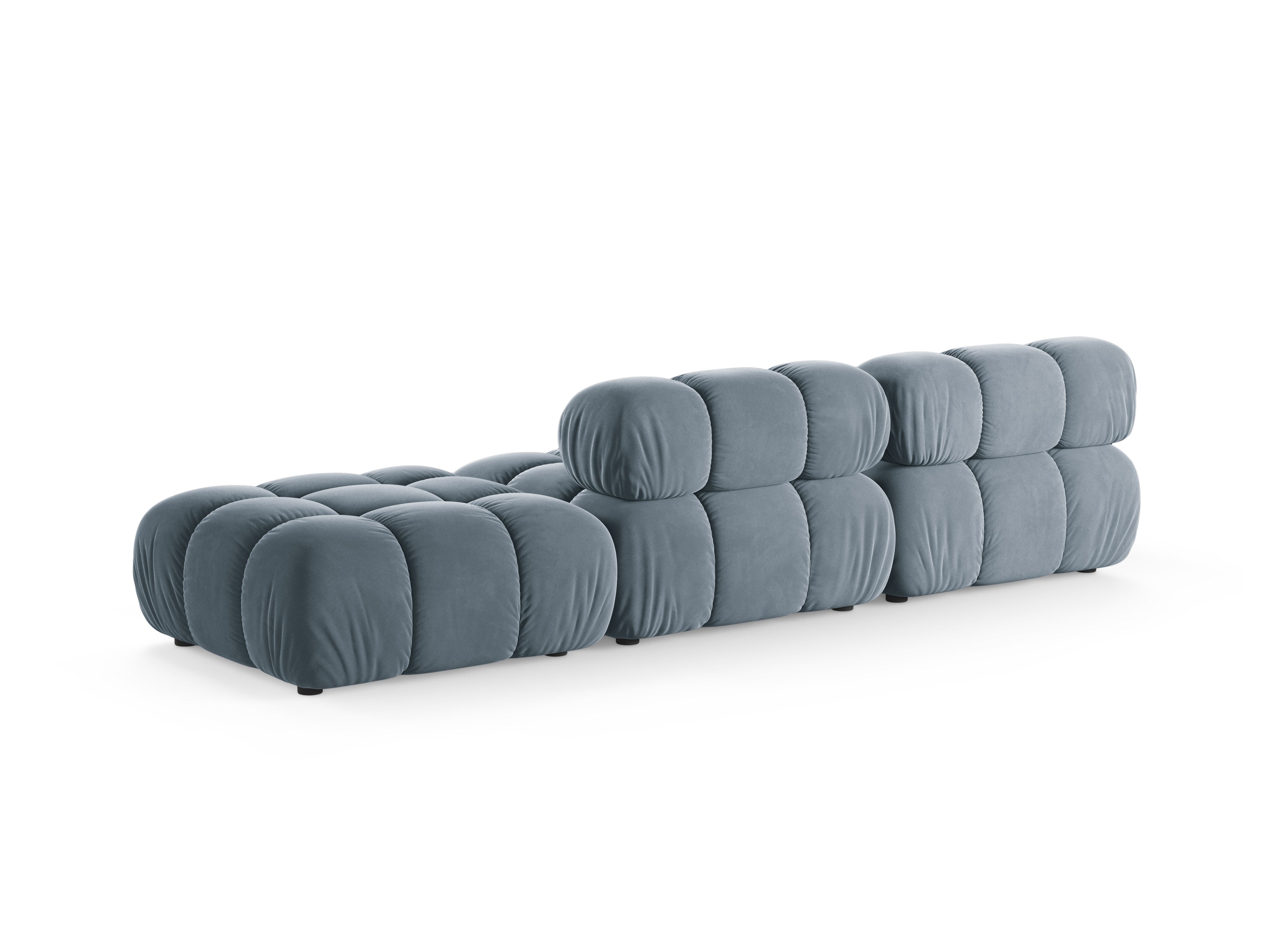 Modulares Samtsofa BELLIS offen rechts in Blau