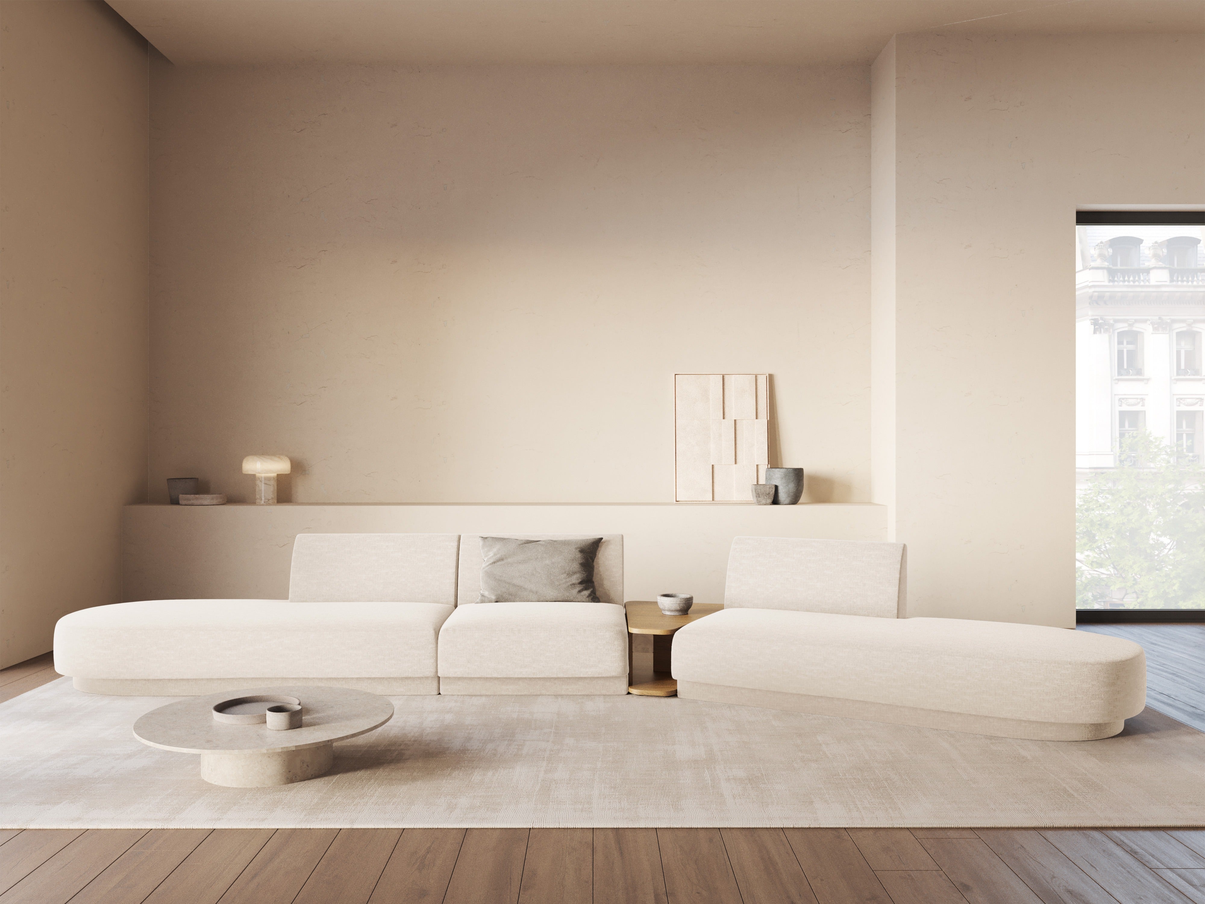 Pouf / Modul MILEY hellbeige Chenille seidig