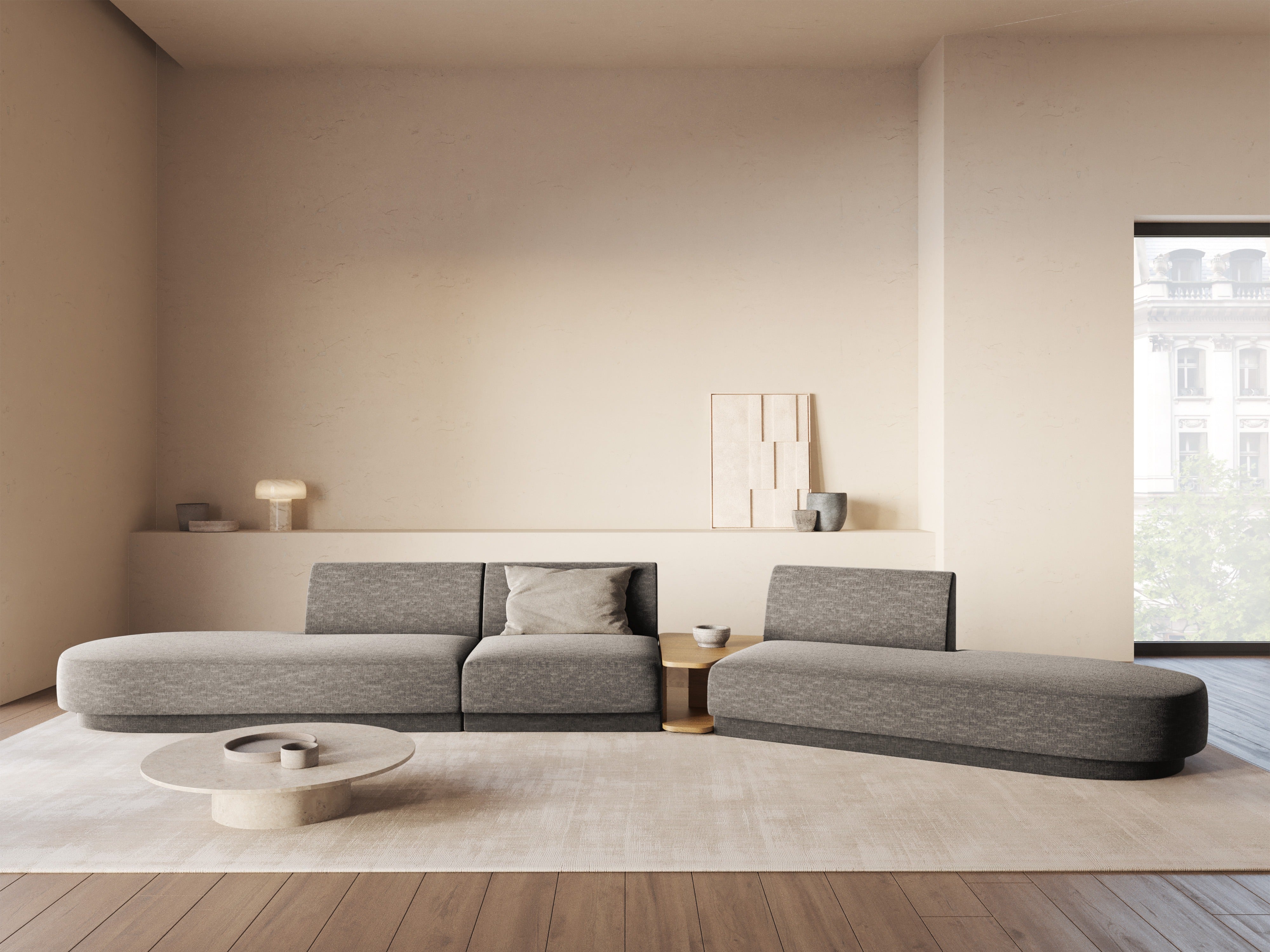 Pouf / module MILEY gray chenille silky