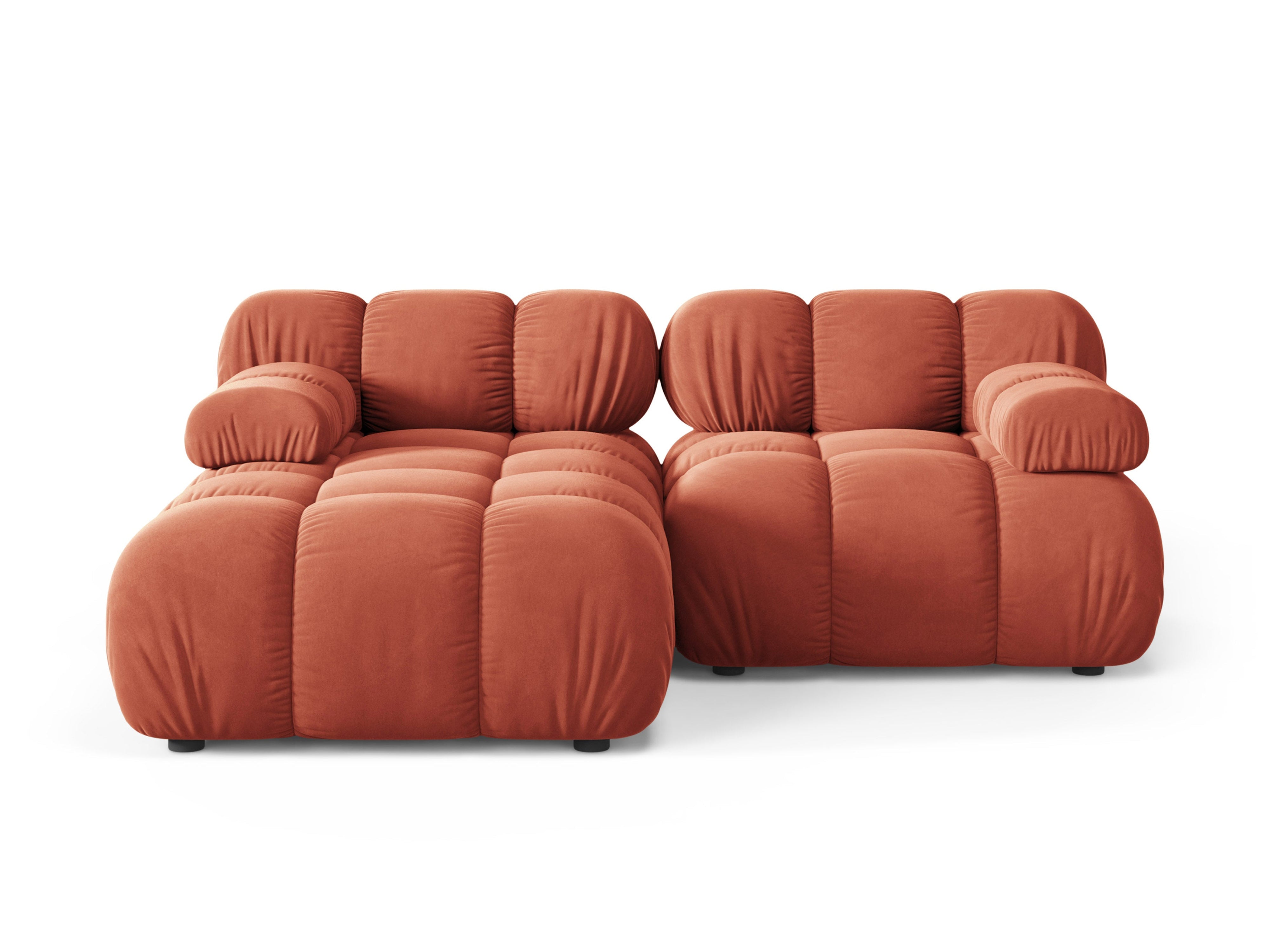 Zweisitzer-Ecksofa links BELLIS in korallenfarbenem Samt