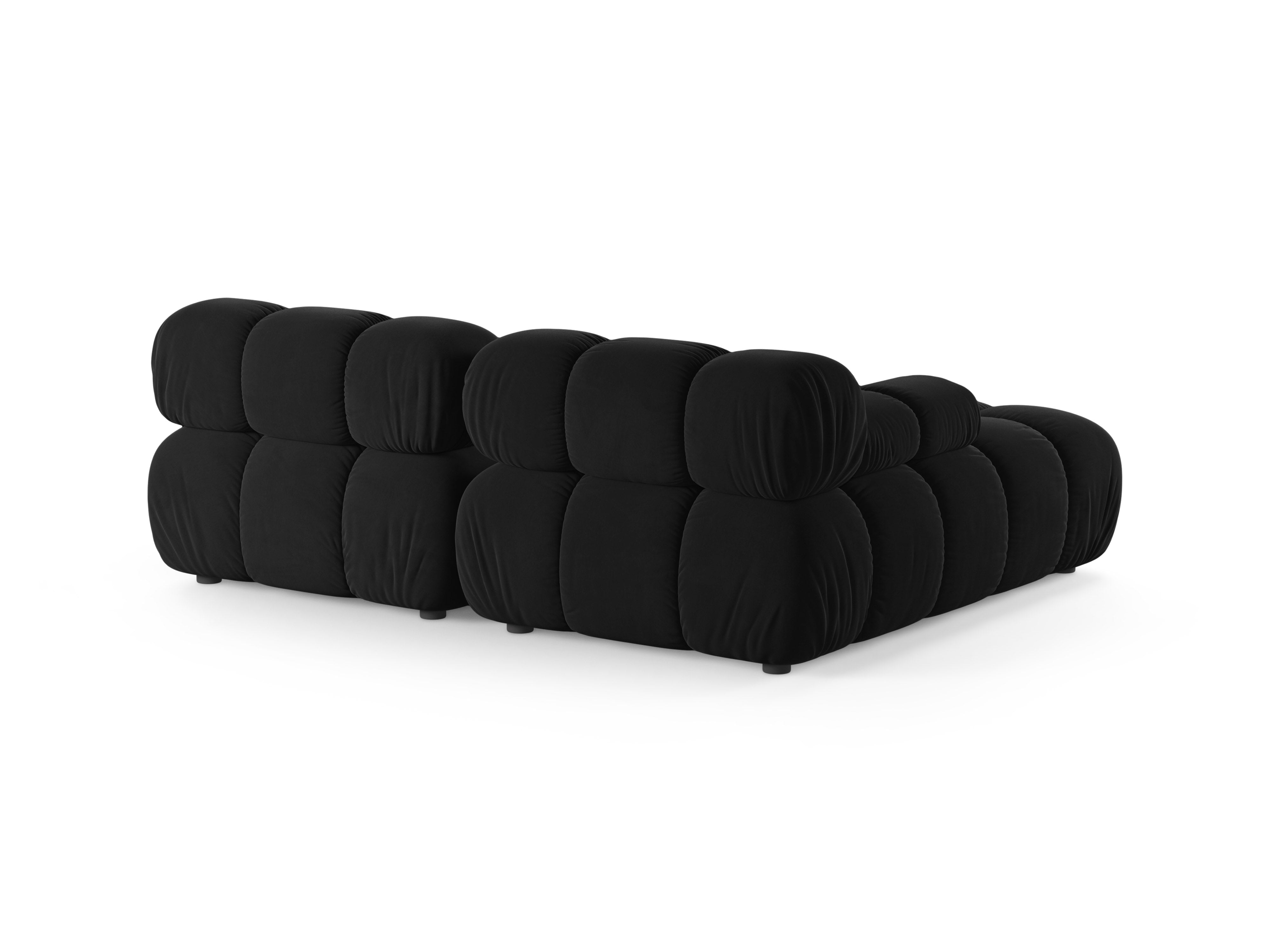 Samt-Ecksofa für zwei Personen, linksseitig, BELLIS in Schwarz