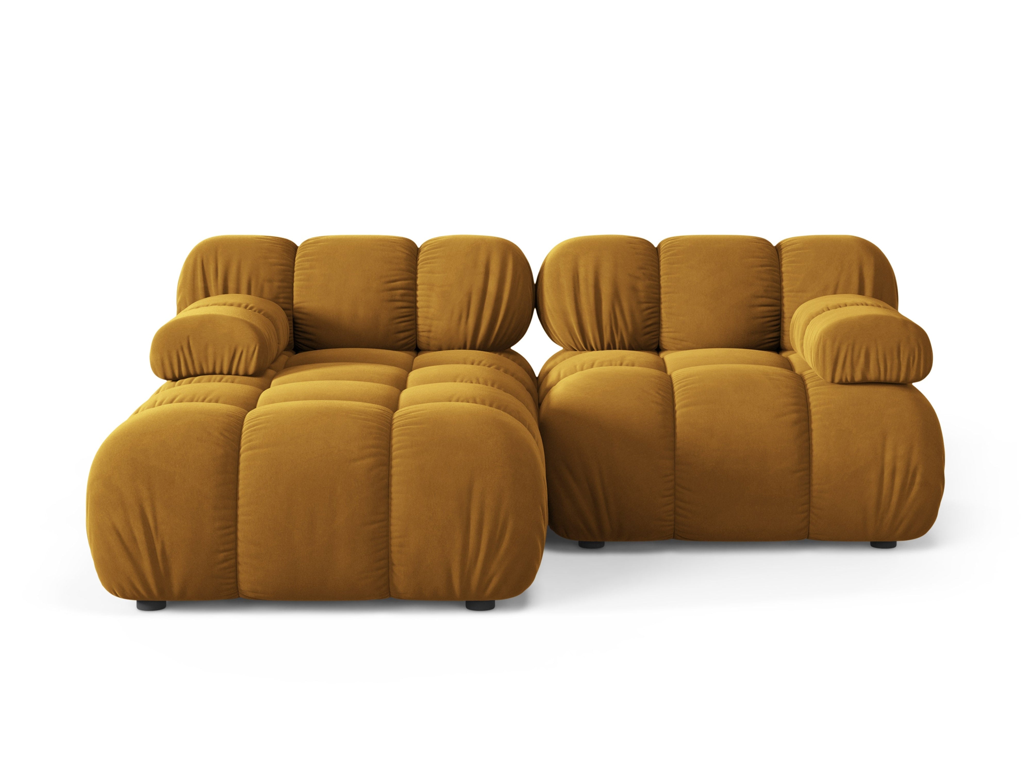 Samt-Ecksofa für 2 Personen, linksseitig, BELLIS in Senfgelb