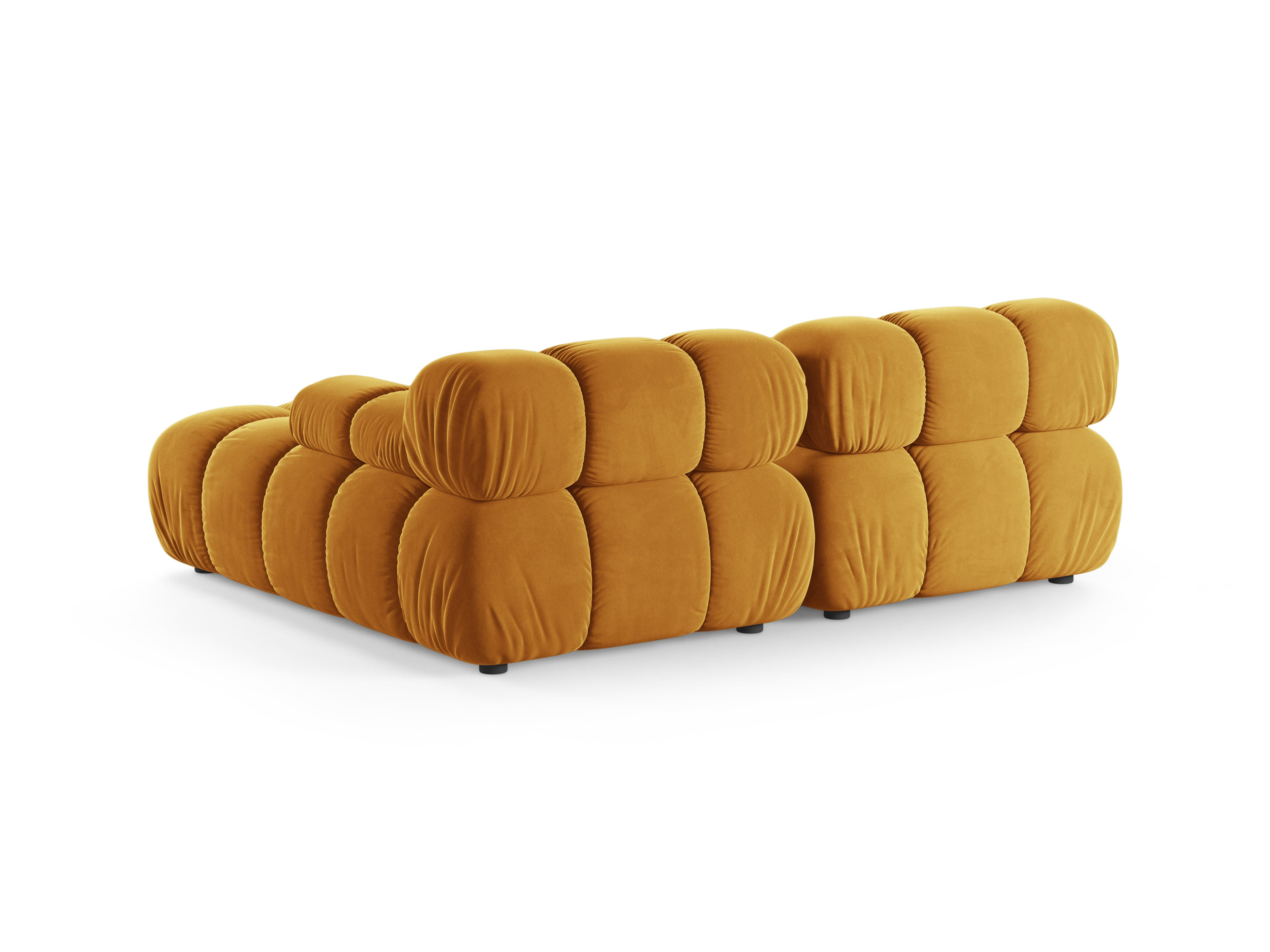 Zweisitzer-Ecksofa BELLIS in senfgelbem Samt, rechtsseitig
