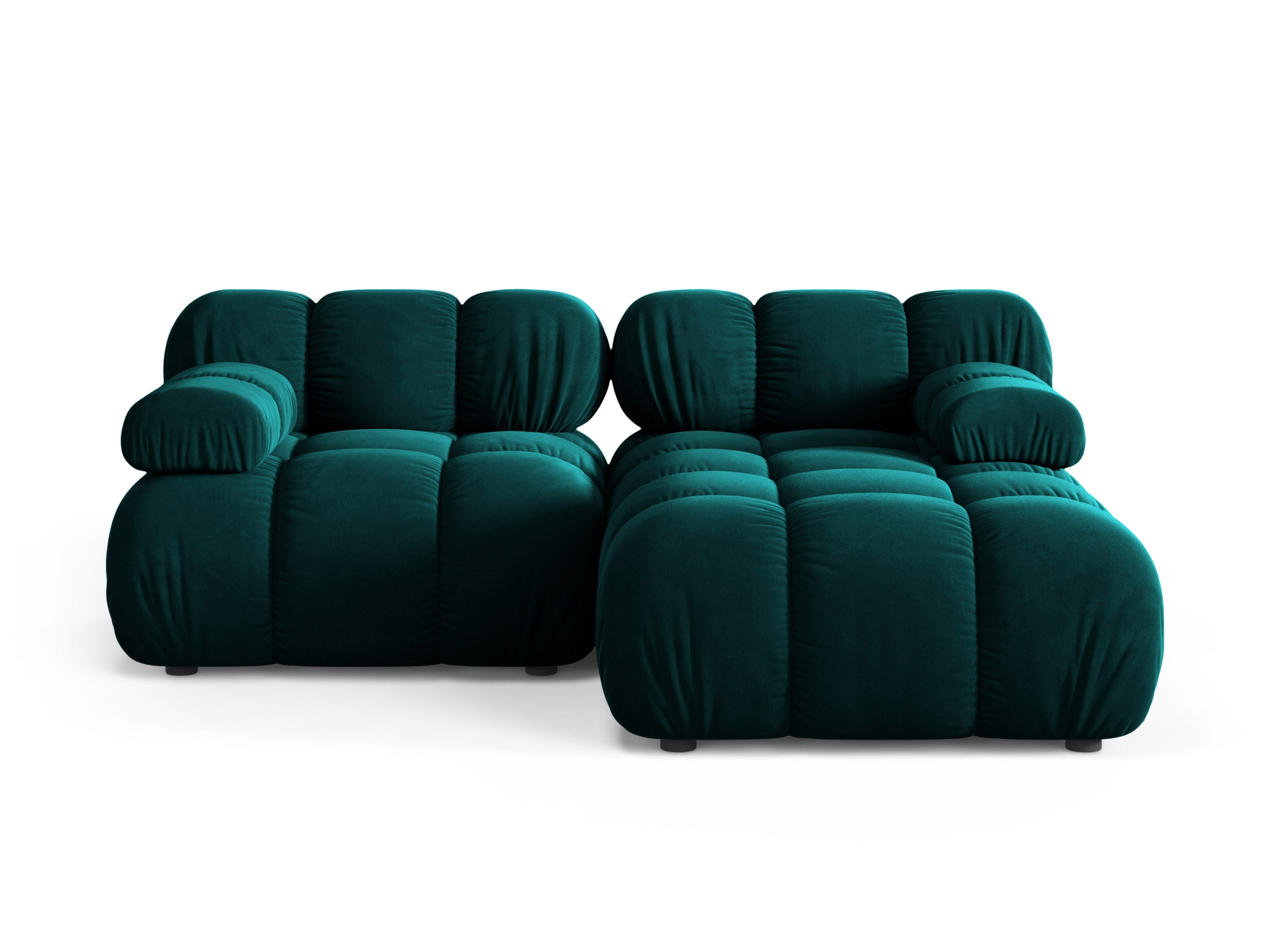 Zweisitzer-Ecksofa BELLIS, rechtsseitig, tiefes Petrol-Velours