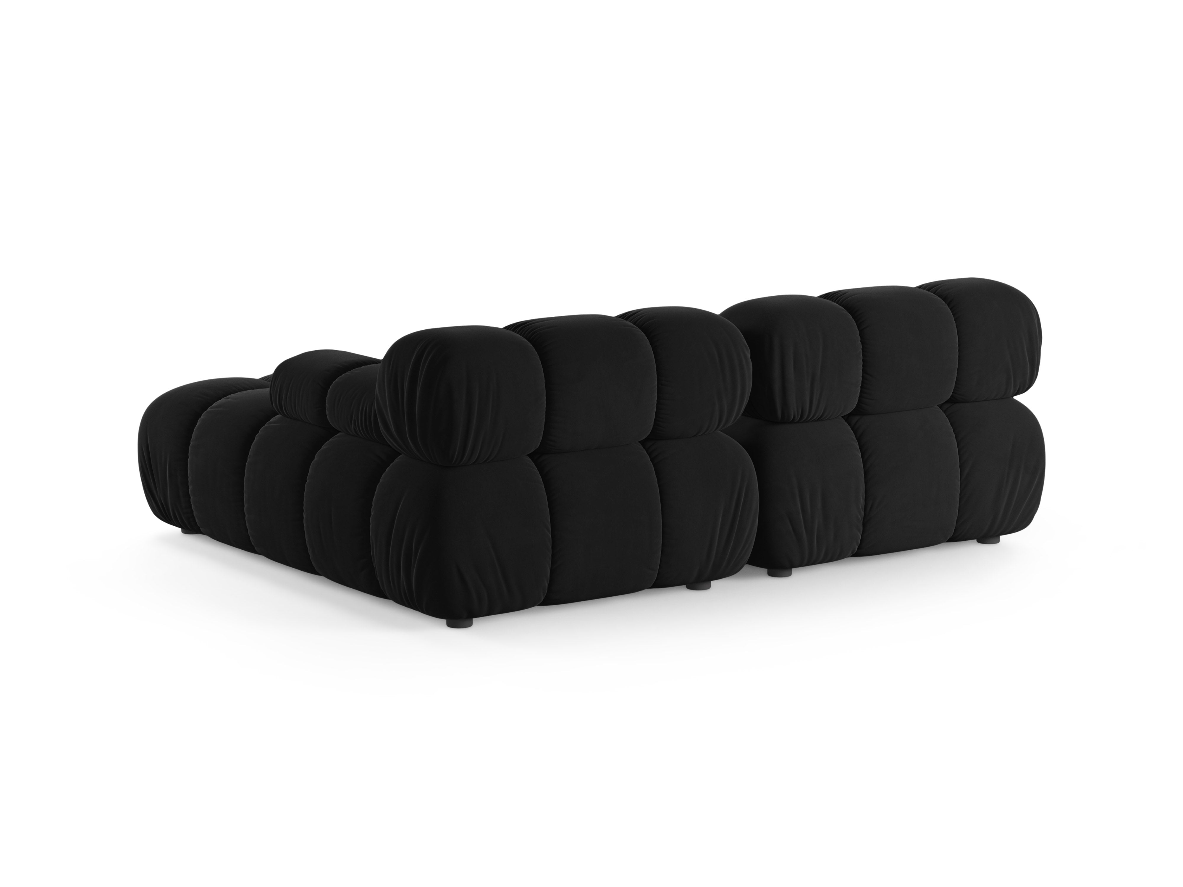 Samt-Ecksofa für zwei Personen, rechtsseitig, BELLIS in Schwarz