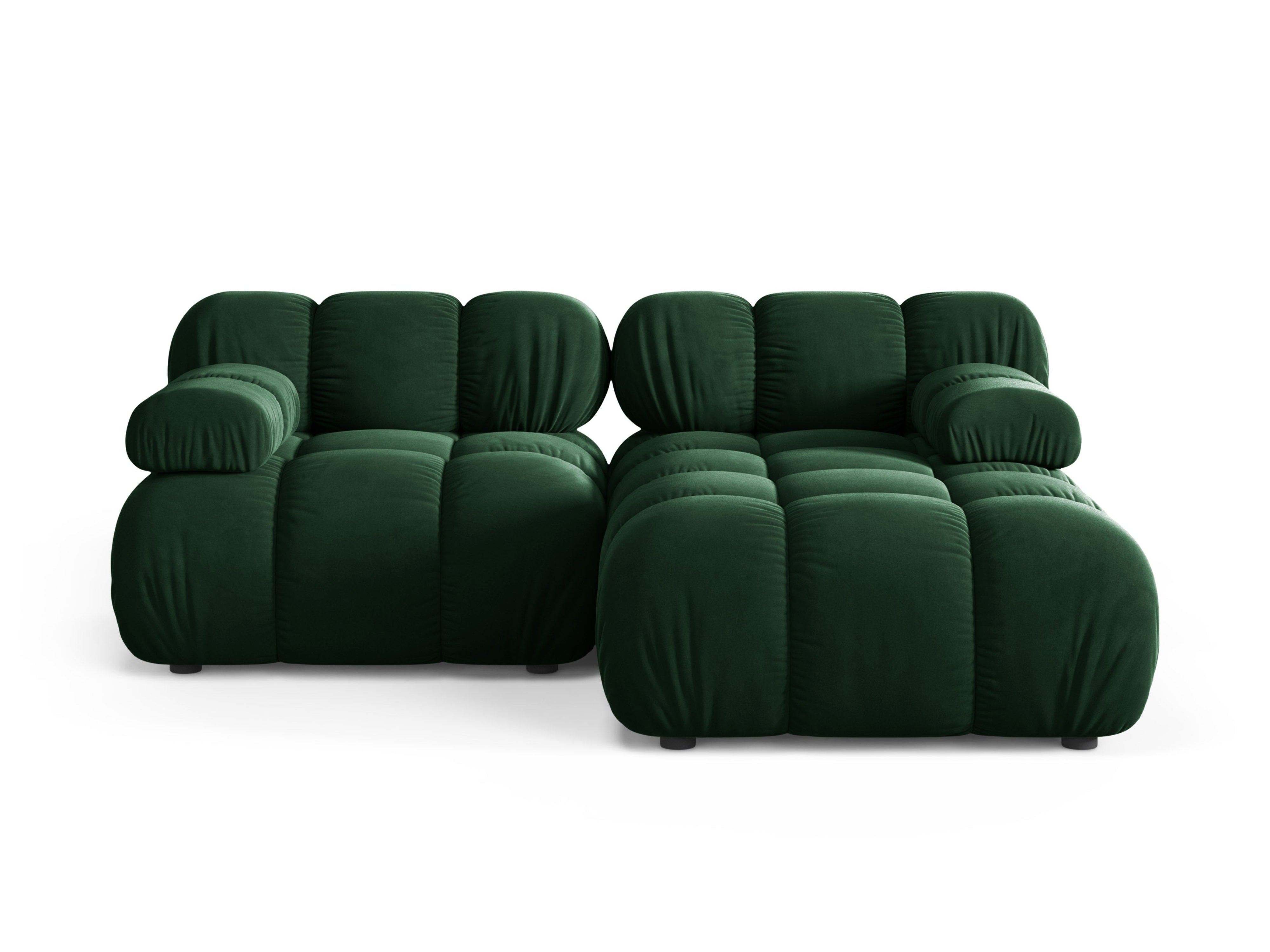 Samt-Ecksofa für 2 Personen, rechtsseitig, BELLIS in Flaschengrün.