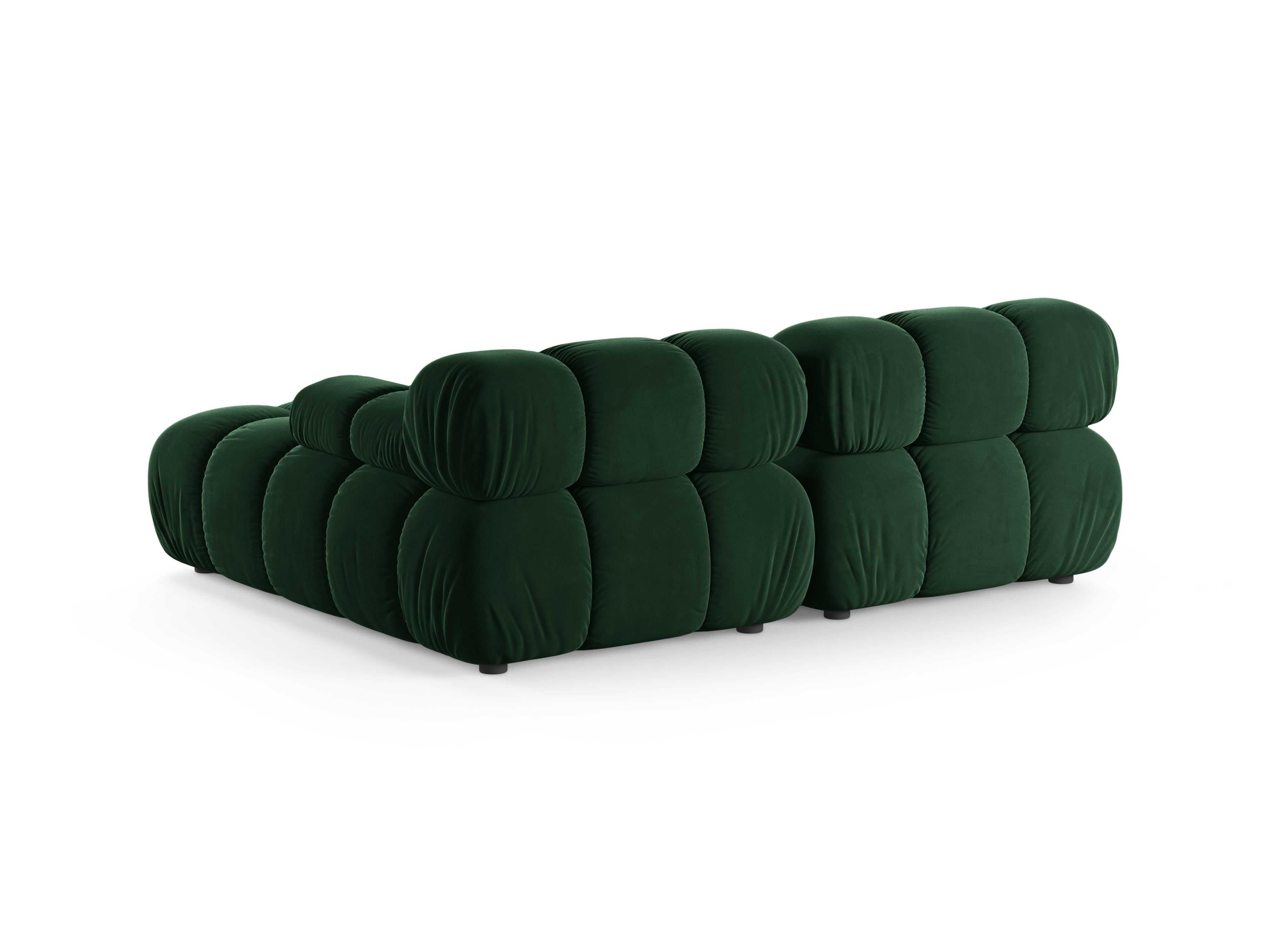 Samt-Ecksofa für 2 Personen, rechtsseitig, BELLIS in Flaschengrün.