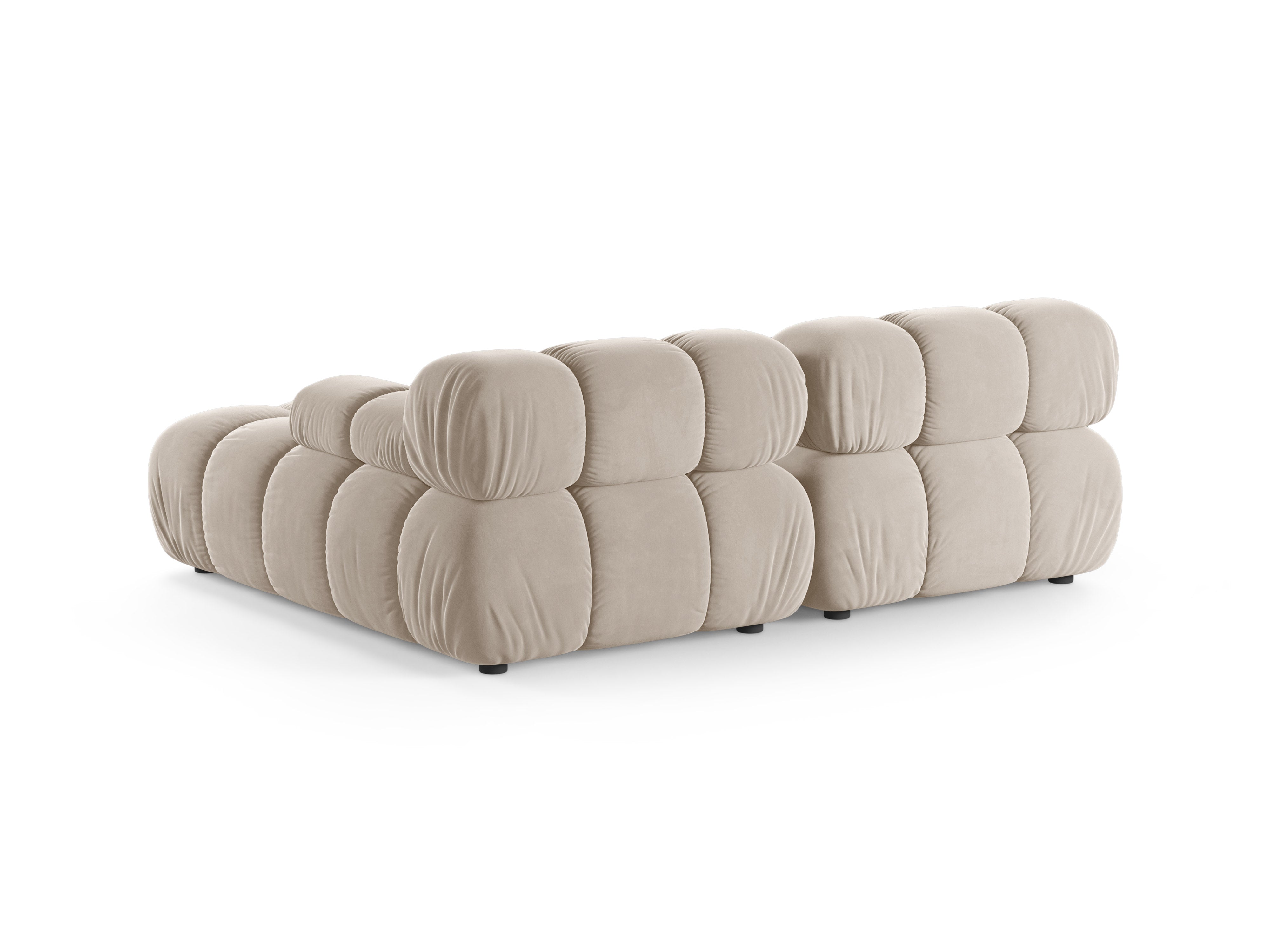 Beiger, rechtsseitiger, 2-sitziger Samt-Ecksofa BELLIS