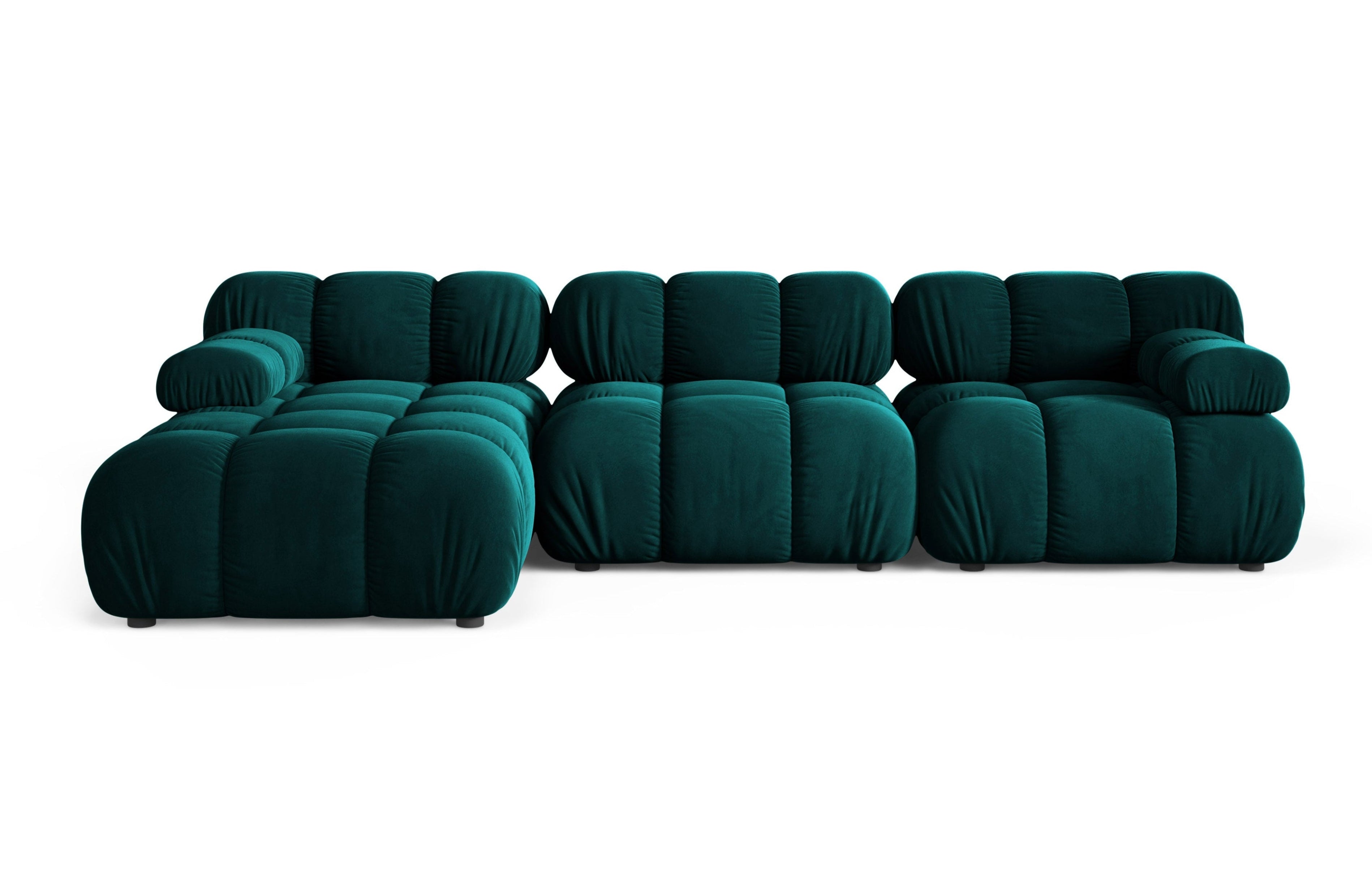 3-sitziger linker Ecksofa BELLIS in tiefem Petrol-Velours