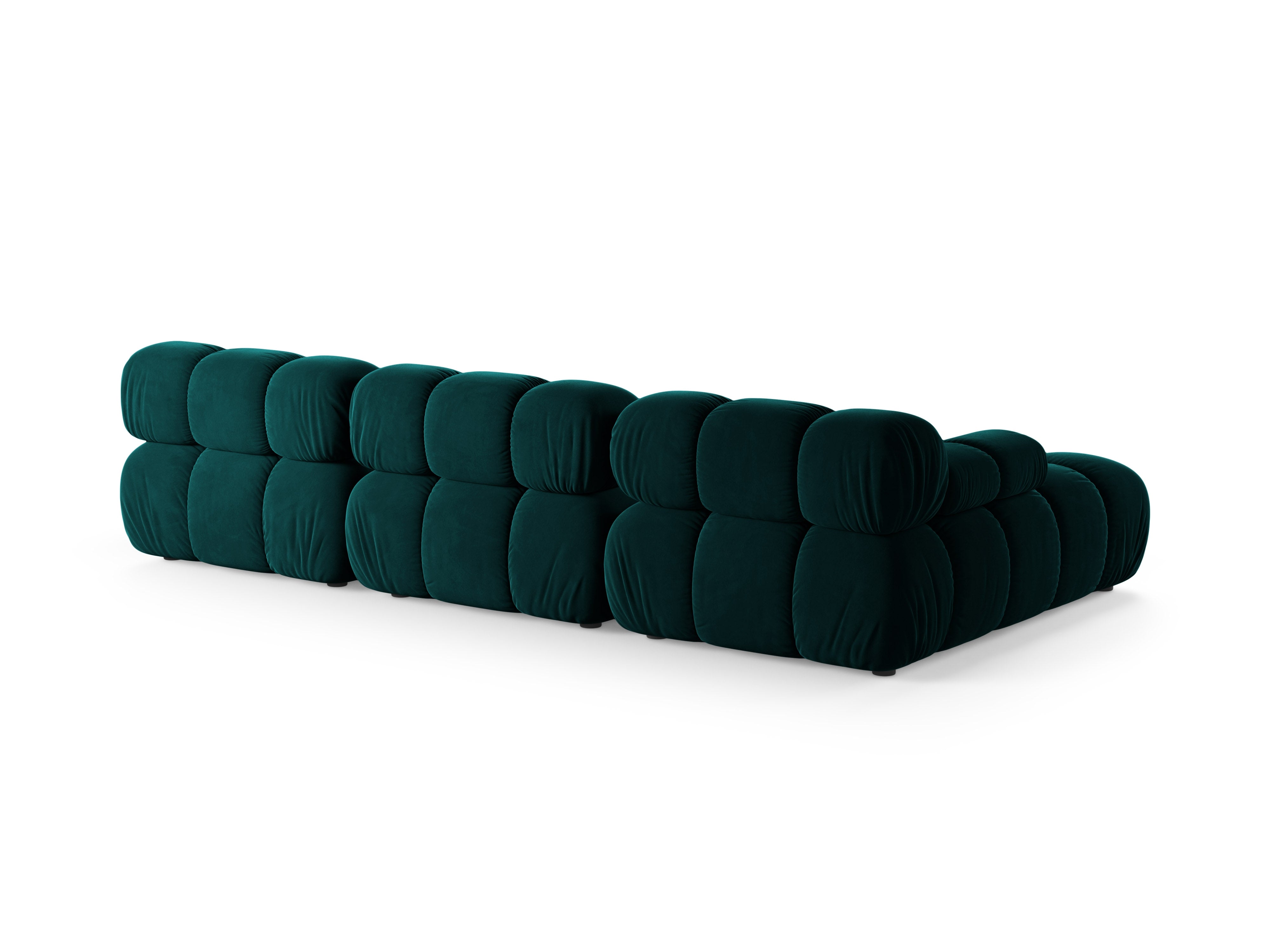 3-sitziger linker Ecksofa BELLIS in tiefem Petrol-Velours