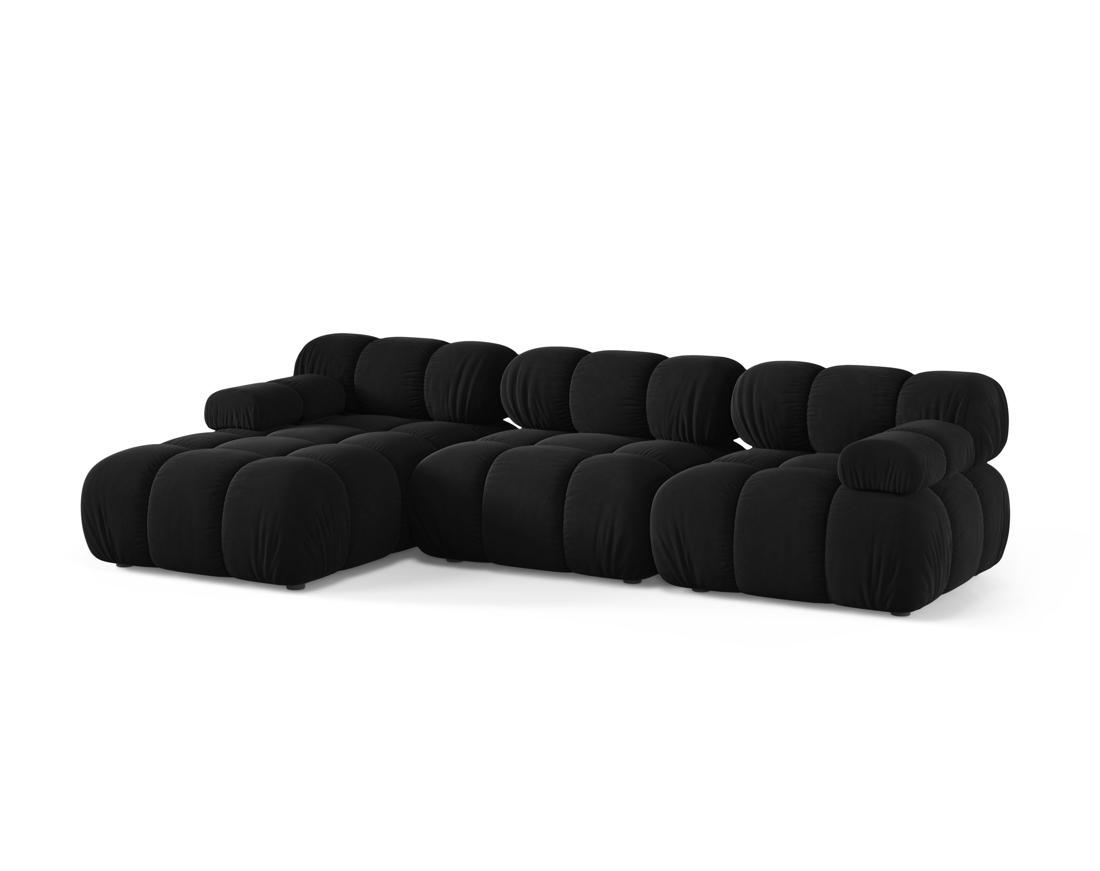 Samt-Ecksofa für 3 Personen, linksseitig, BELLIS in Schwarz