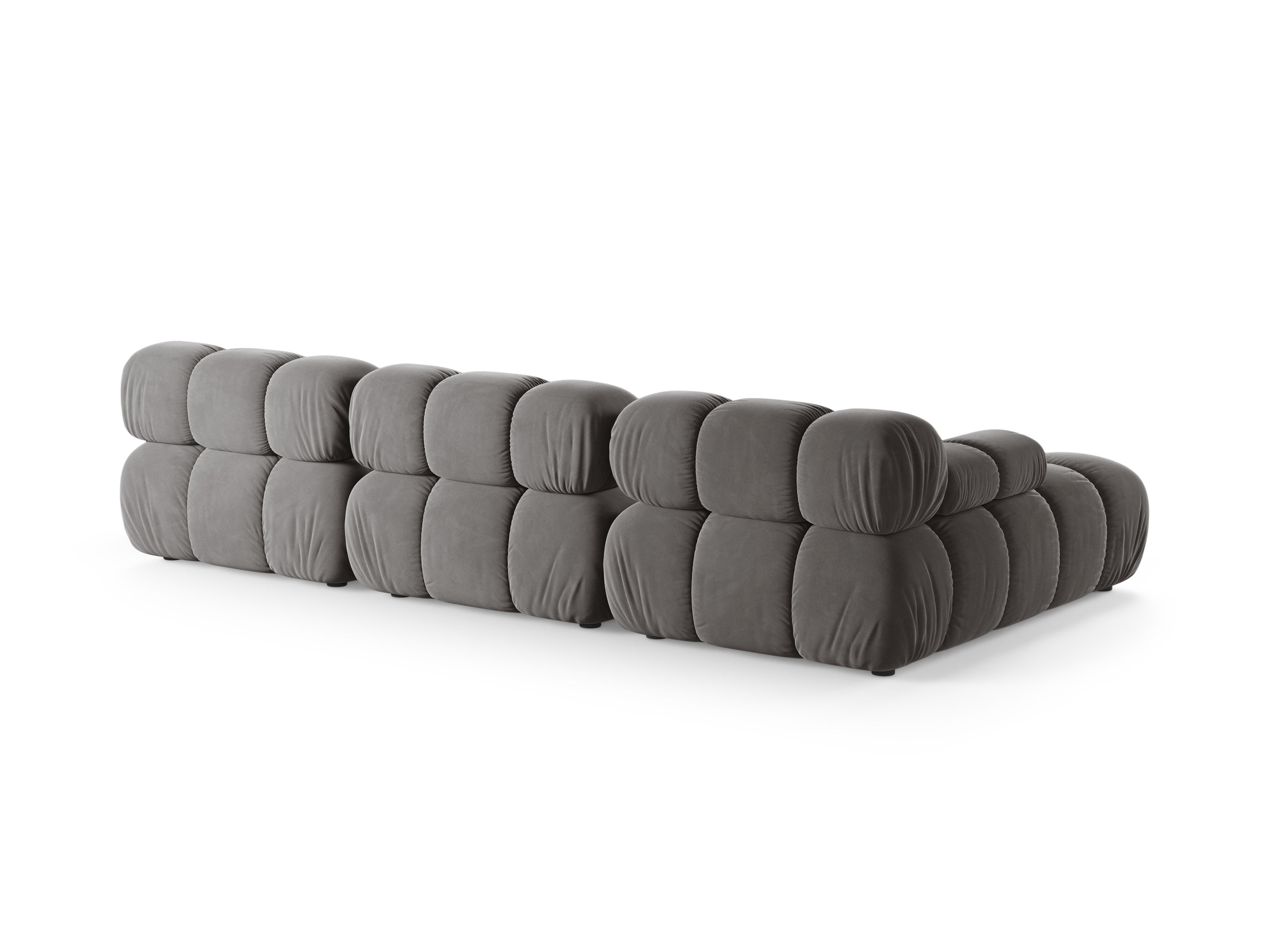 Samt-Ecksofa für 3 Personen, linksseitig, BELLIS in Grau