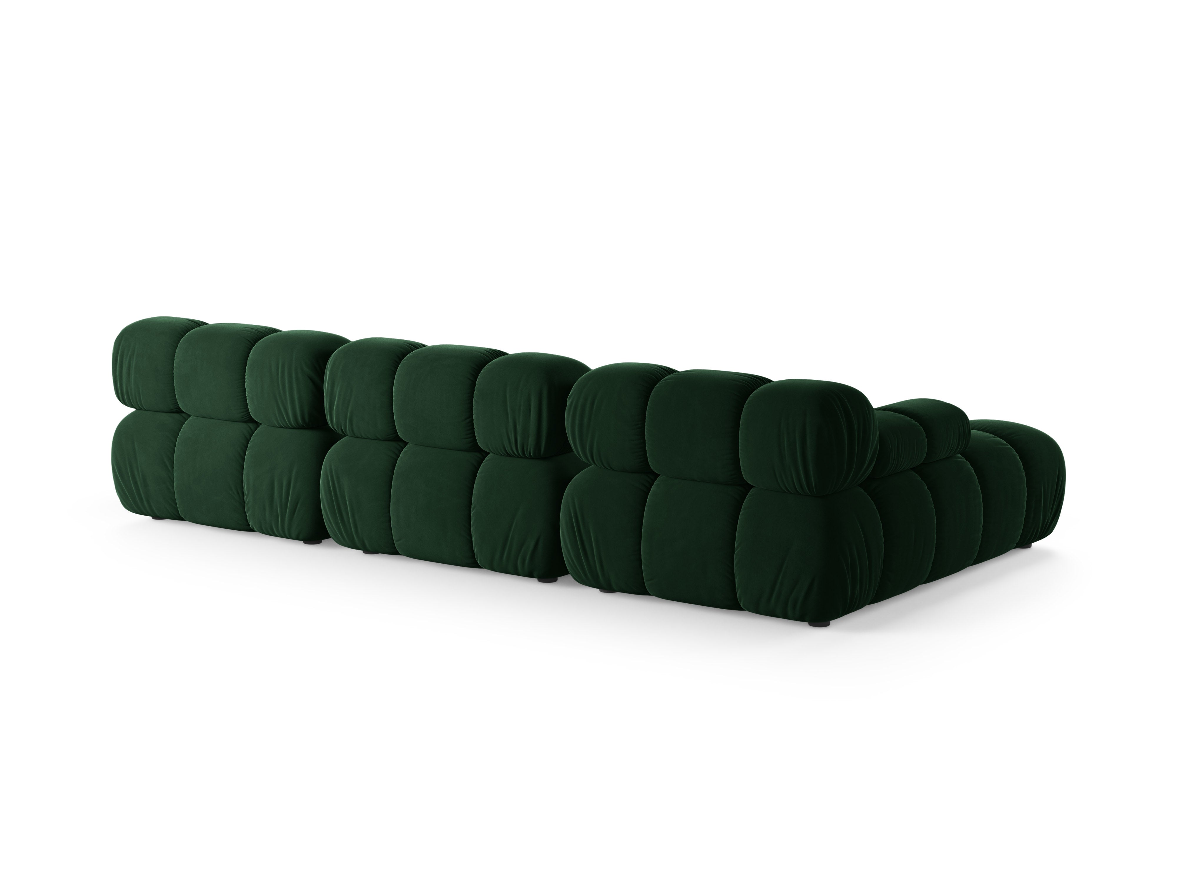 Samt-Ecksofa für 3 Personen, links, BELLIS in Flaschengrün