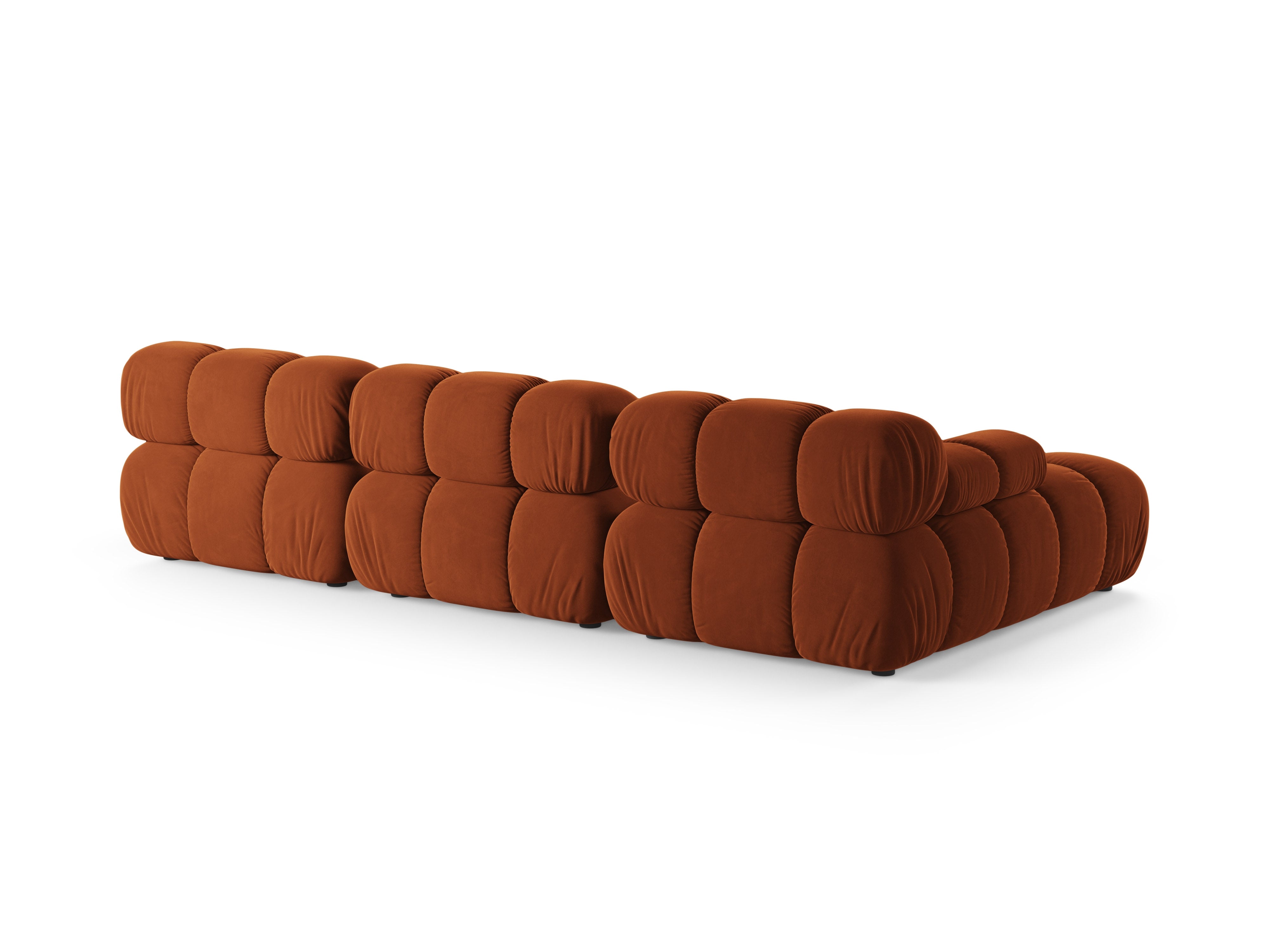 Samt-Ecksofa für 3 Personen, linksseitig, BELLIS in Ziegelrot