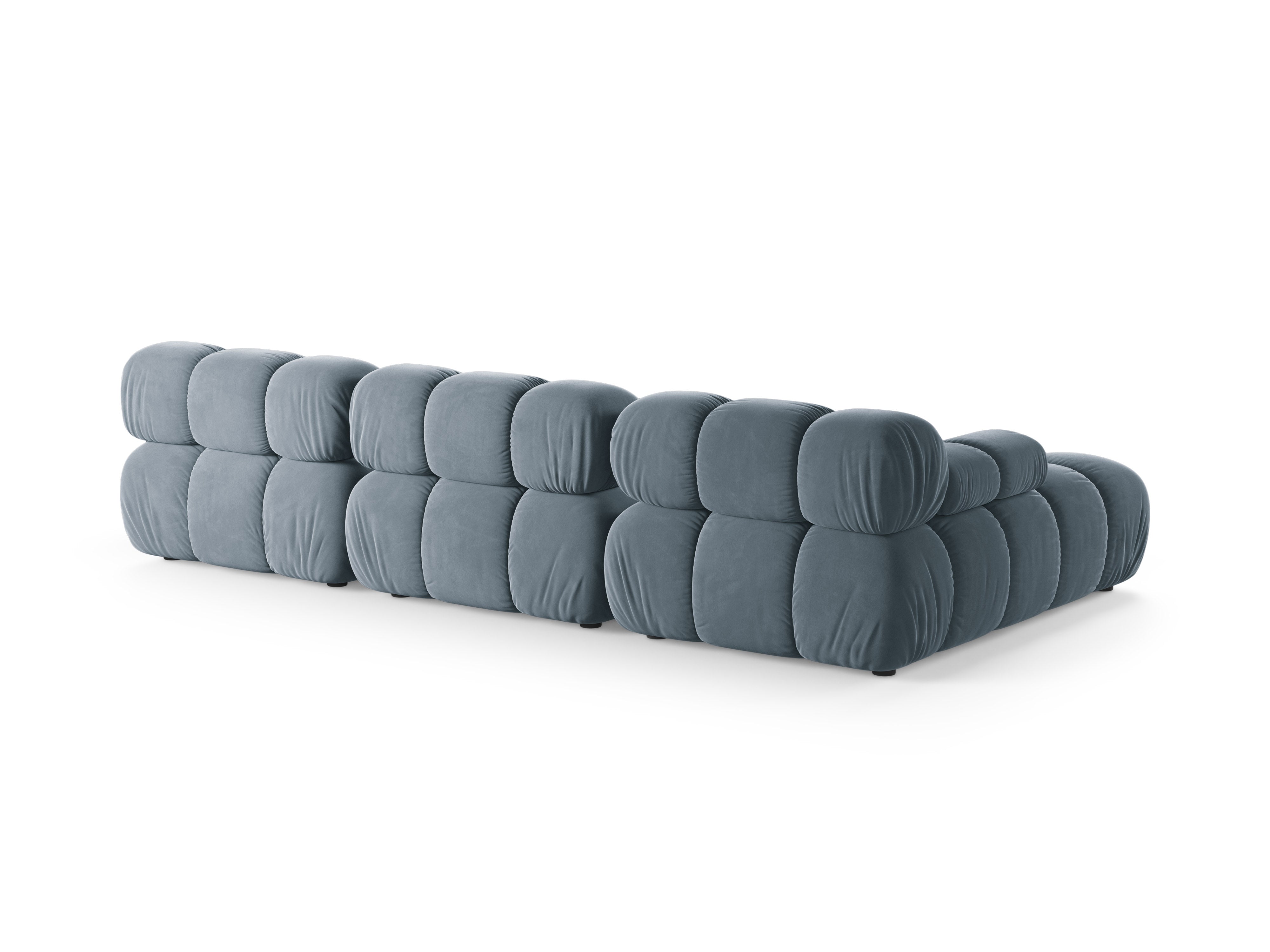 Samt-Ecksofa für 3 Personen, linksseitig, BELLIS in Blau