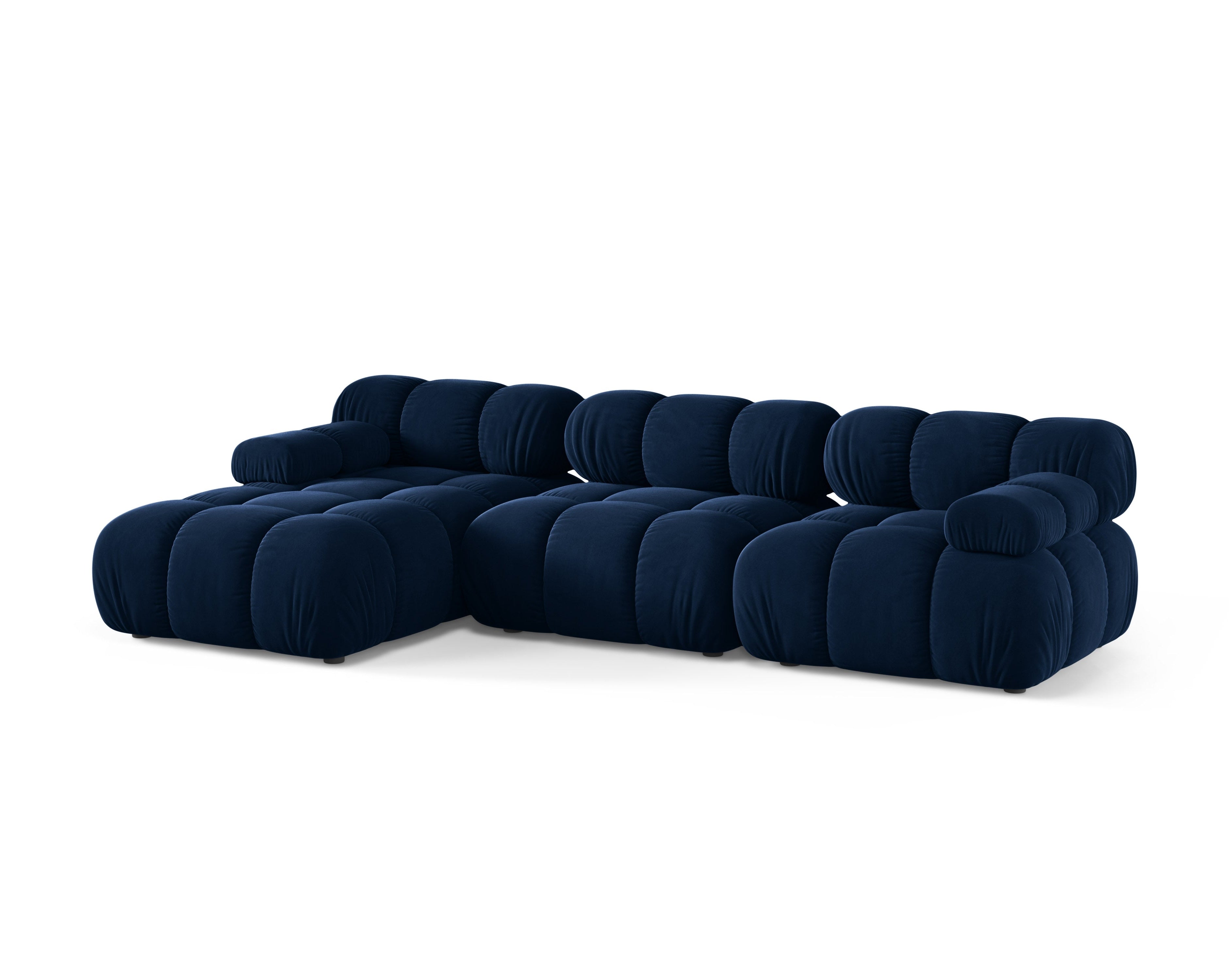 Samt-Ecksofa für 3 Personen, linksseitig, BELLIS in königsblau.