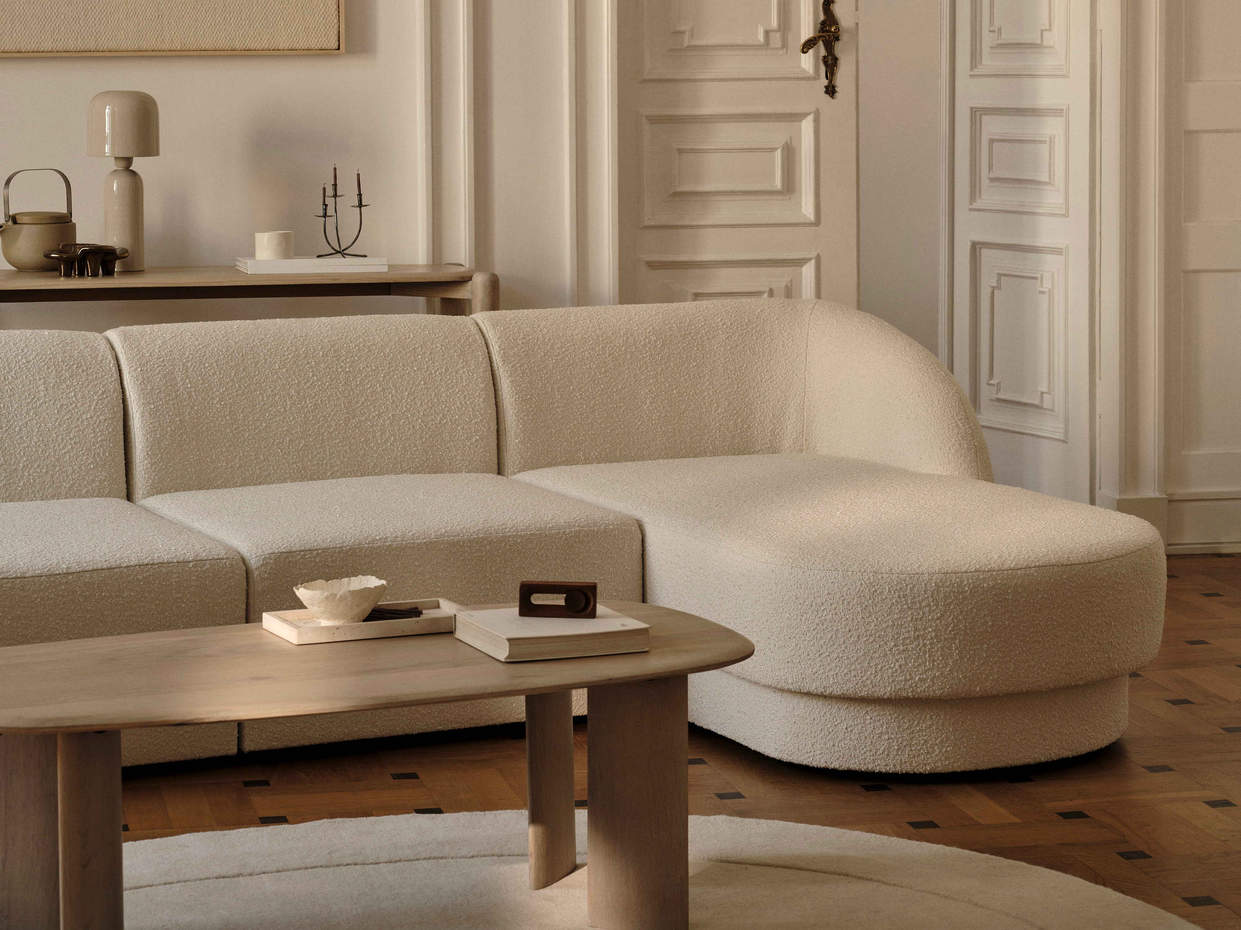 Samt-Ecksofa für 6 Personen in U-Form rechts MILEY cappuccino