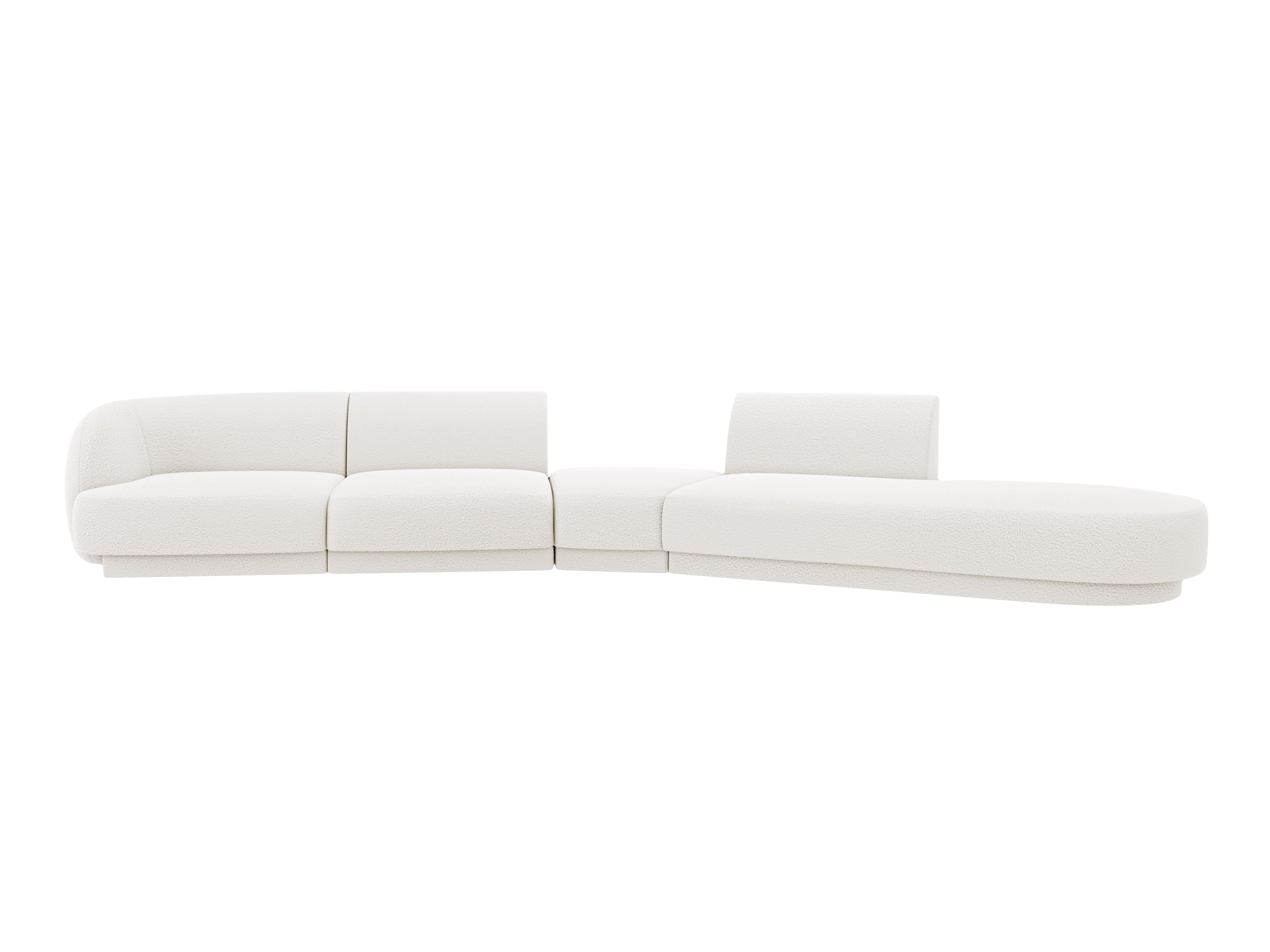 Modulares Ecksofa rechtsseitig für 7 Personen MILEY weiß Boucle