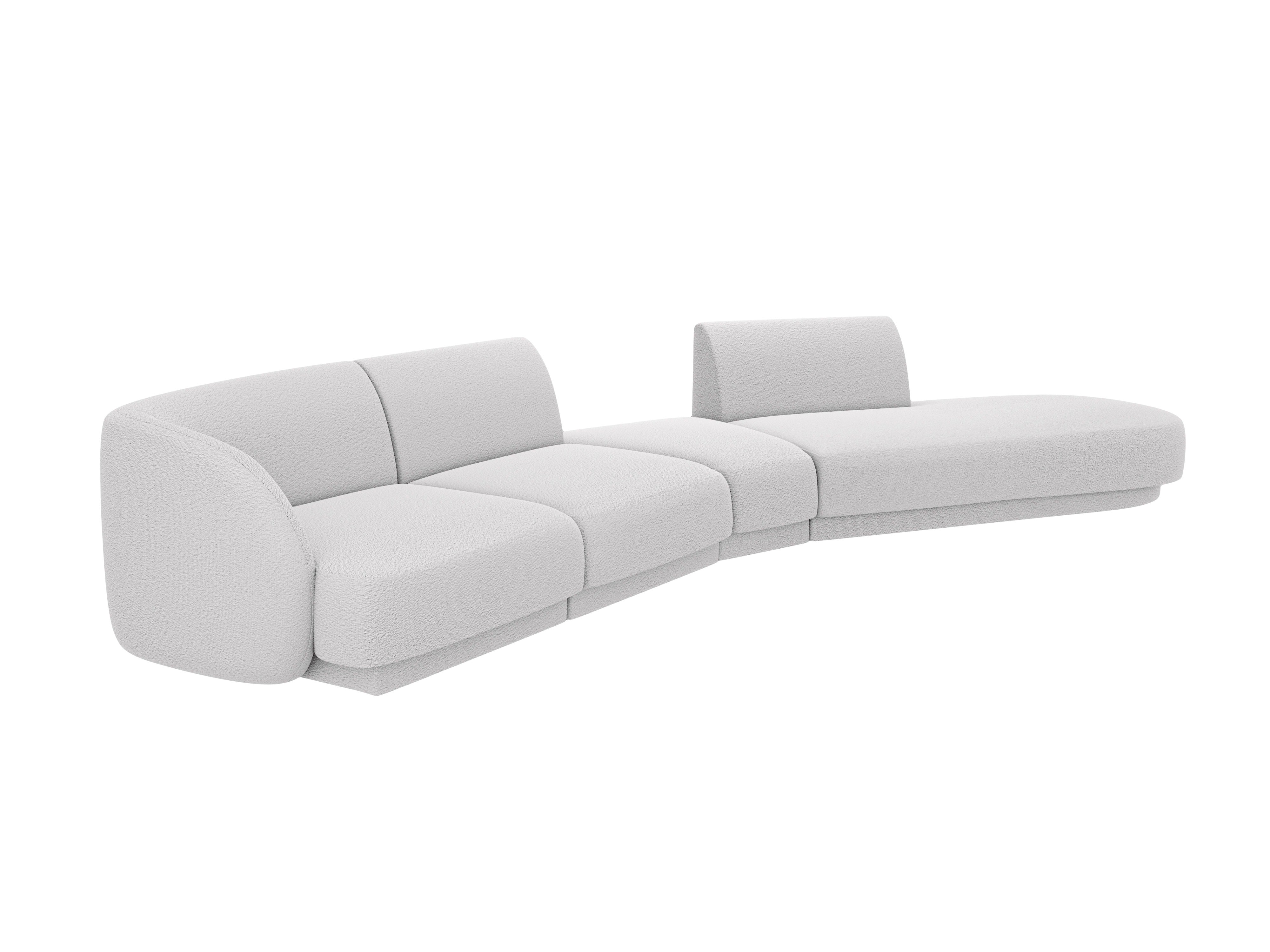 Modularer Ecksofa rechtsseitig für 7 Personen MILEY hellgrau Boucle