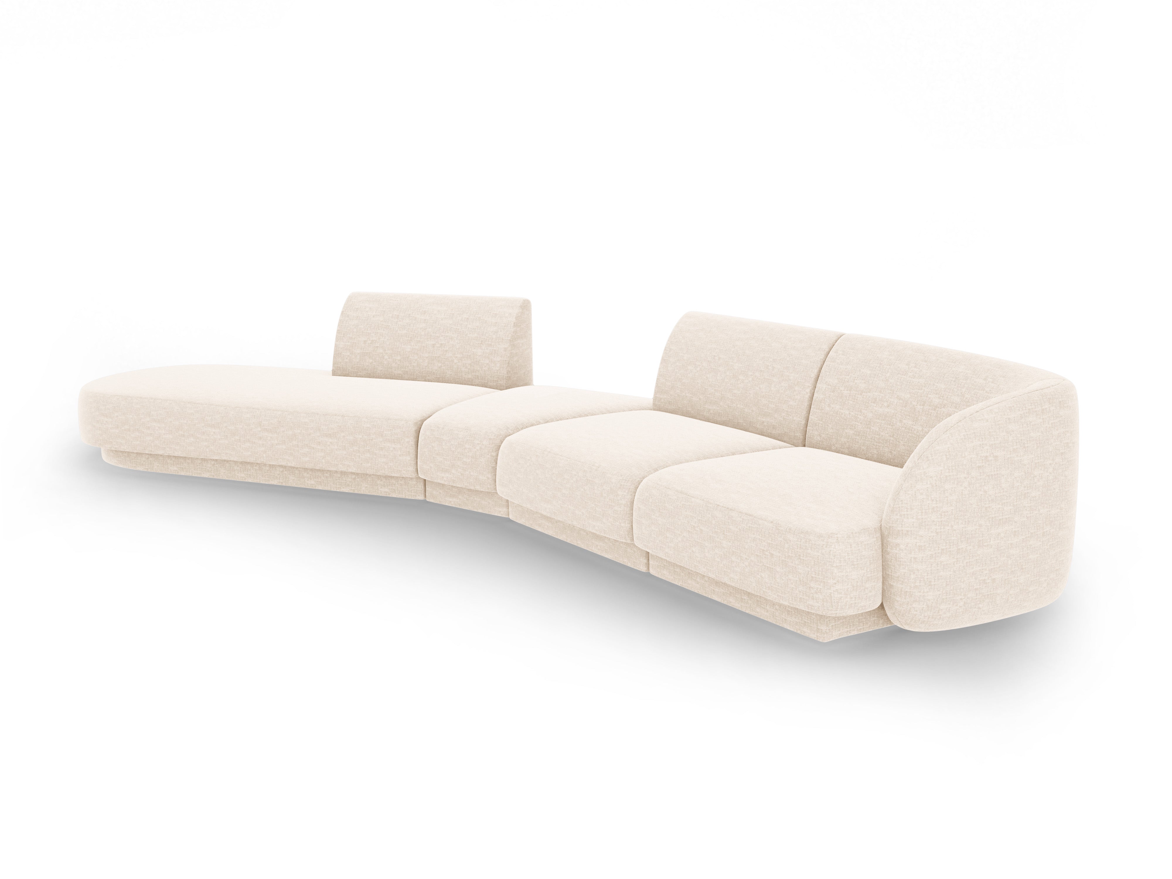 Left-facing modular corner sofa for 7 people MILEY light beige silky chenille