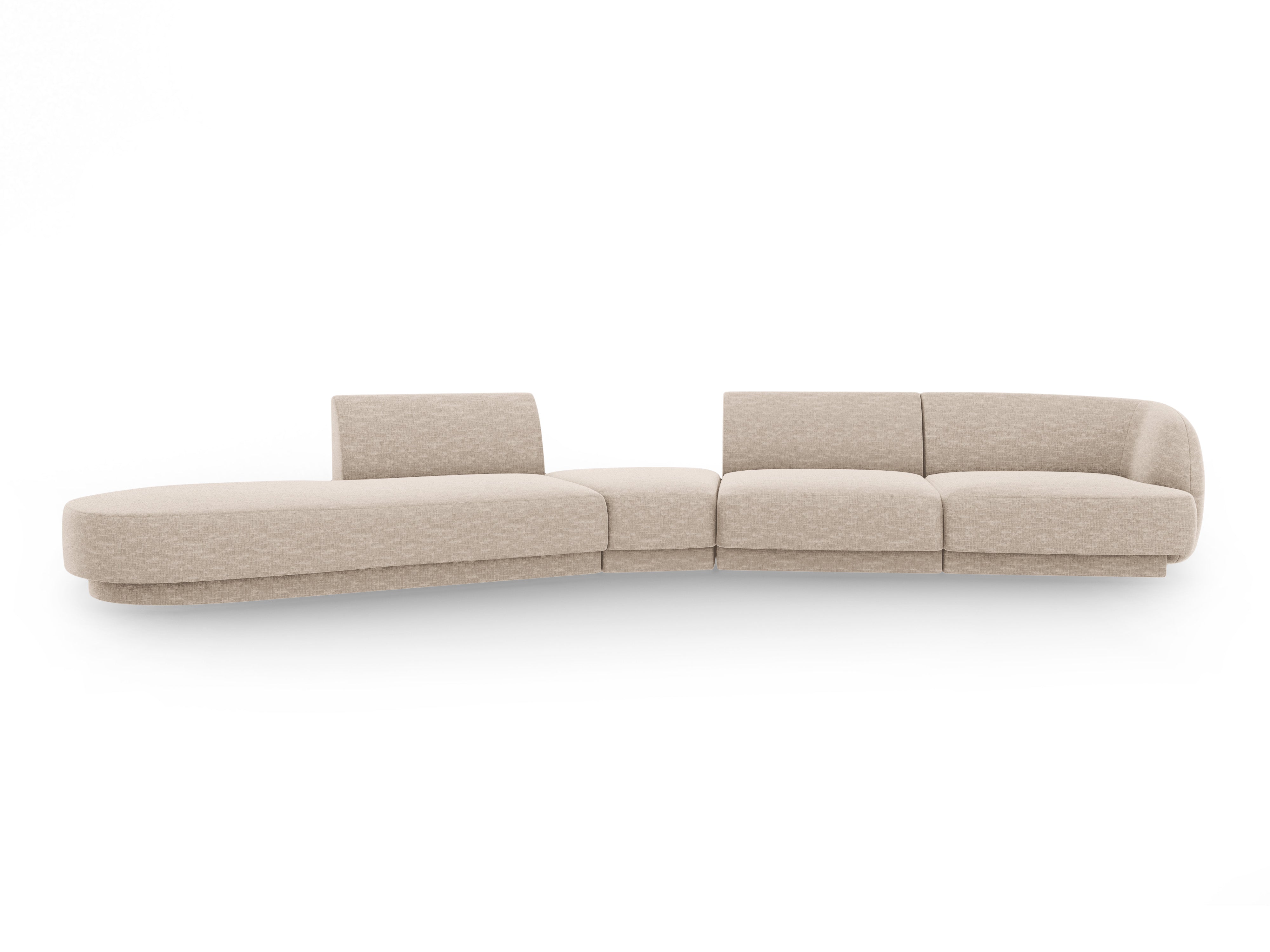 Left-facing modular corner sofa for 7 people MILEY beige silky chenille