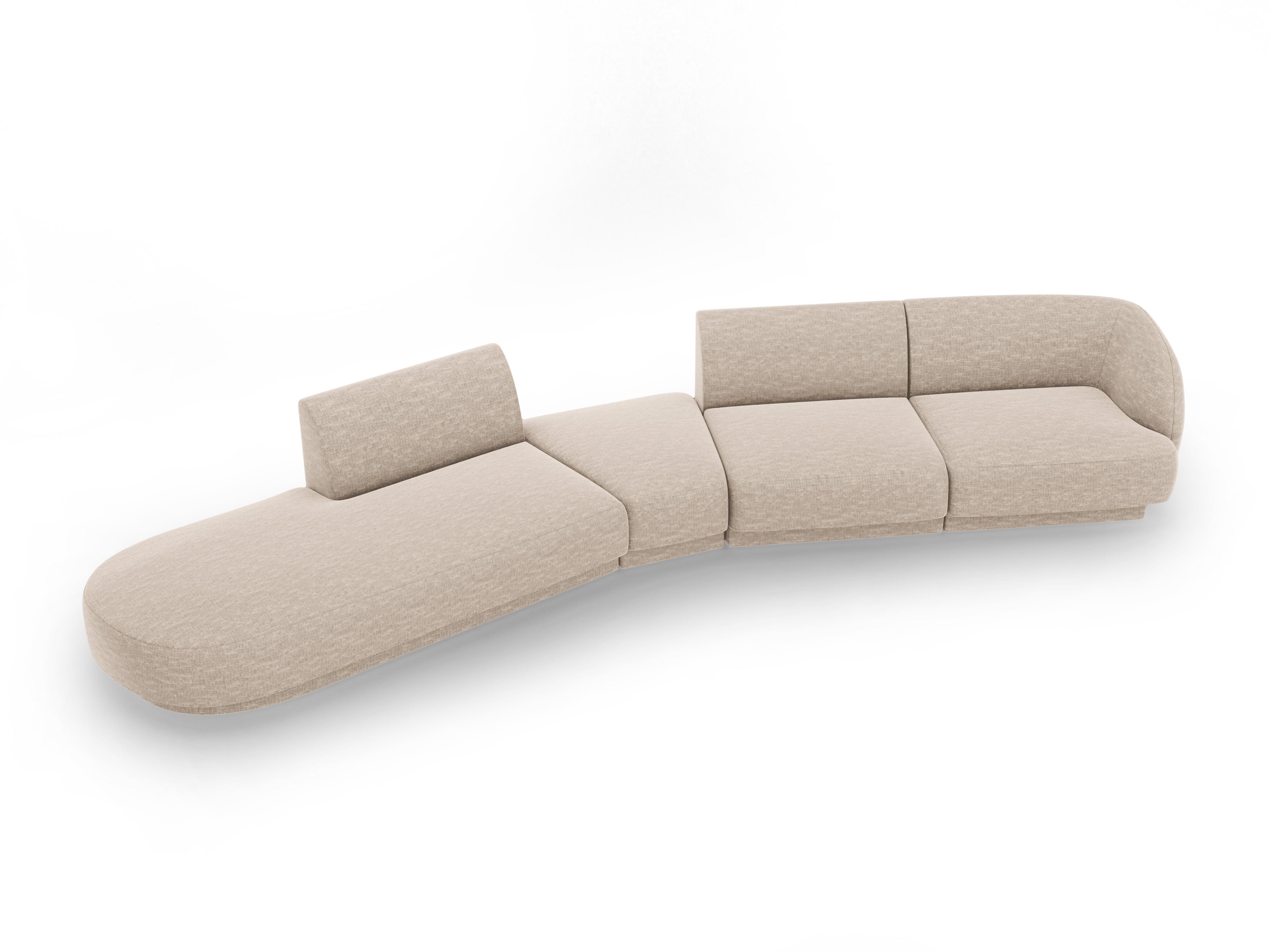 Left-facing modular corner sofa for 7 people MILEY beige silky chenille